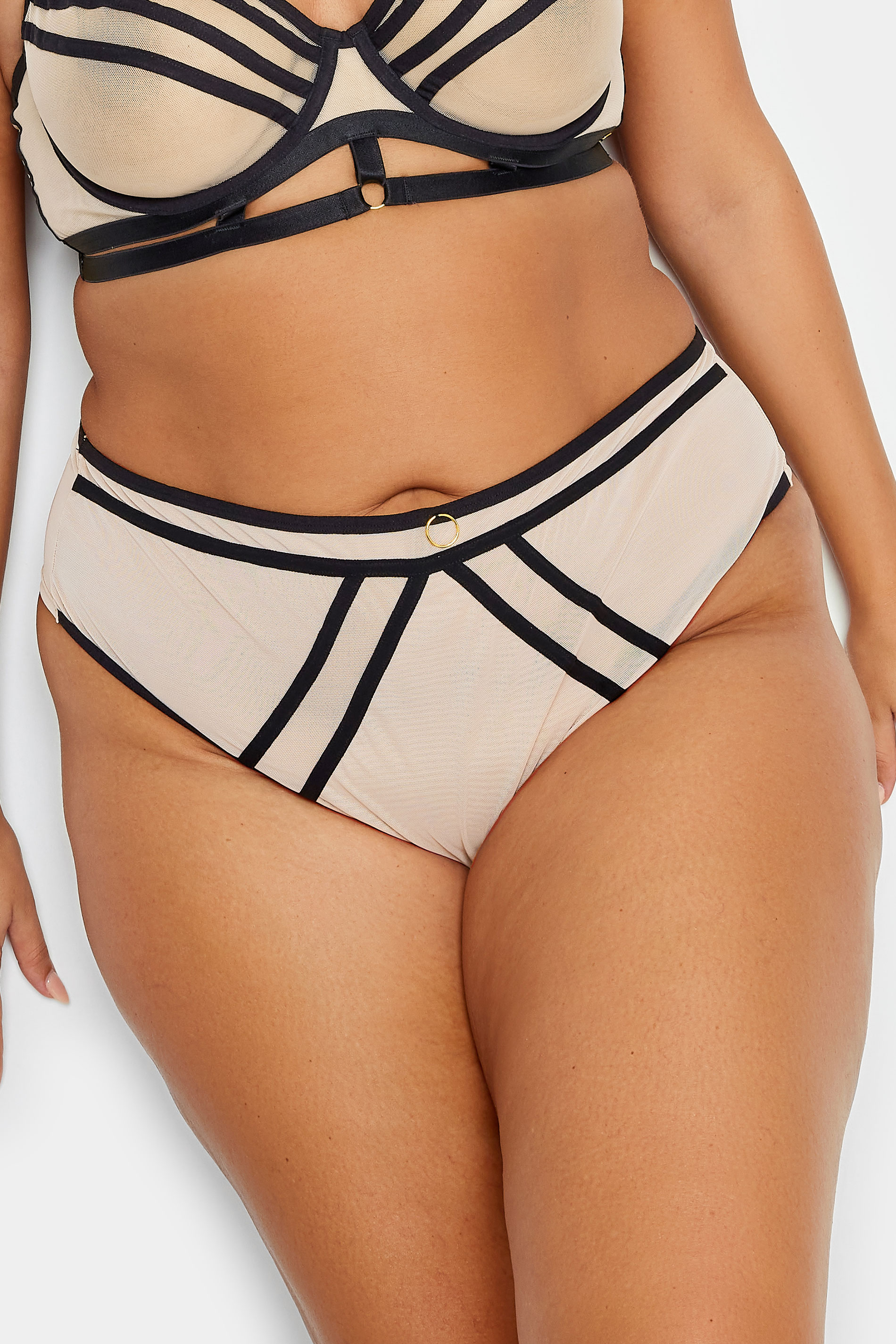 YOURS Curve Nude Strap Detail Mid Rise Brazilian Knickers | Yours Clothing  3