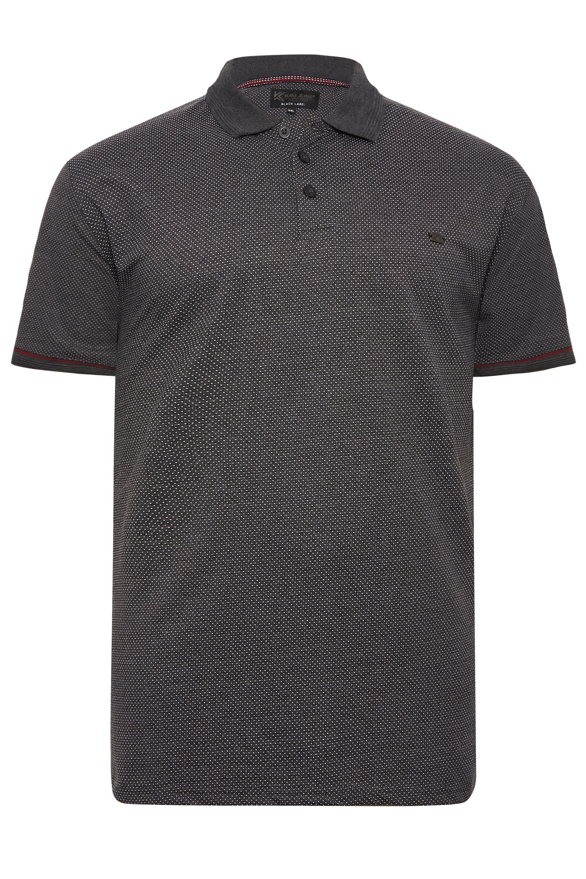 KAM Big & Tall Mens Charcoal Grey Polka Dot Polo Shirt | BadRhino  3