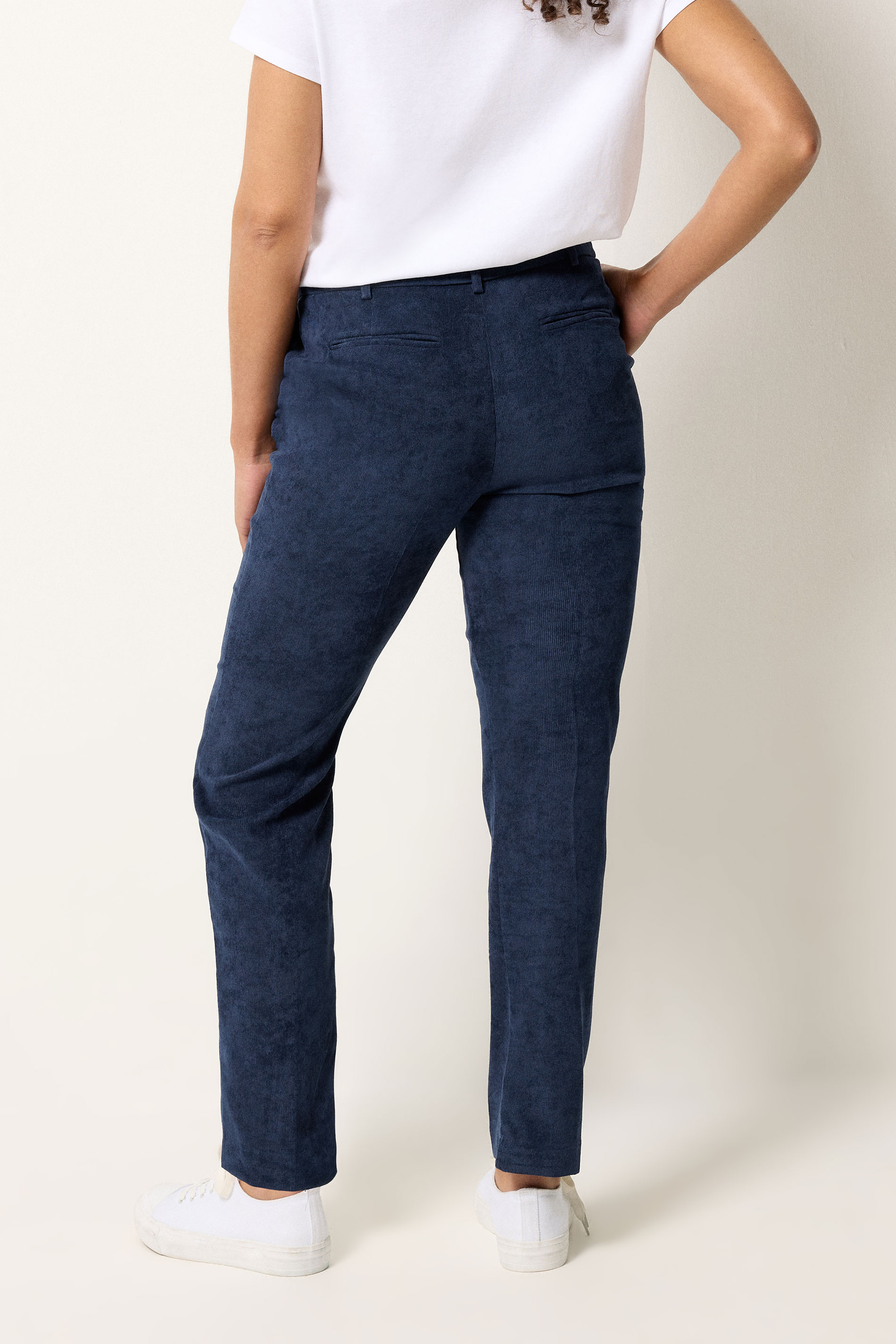 M&Co Blue Cord Tailored Straight Leg Trousers | M&Co 2
