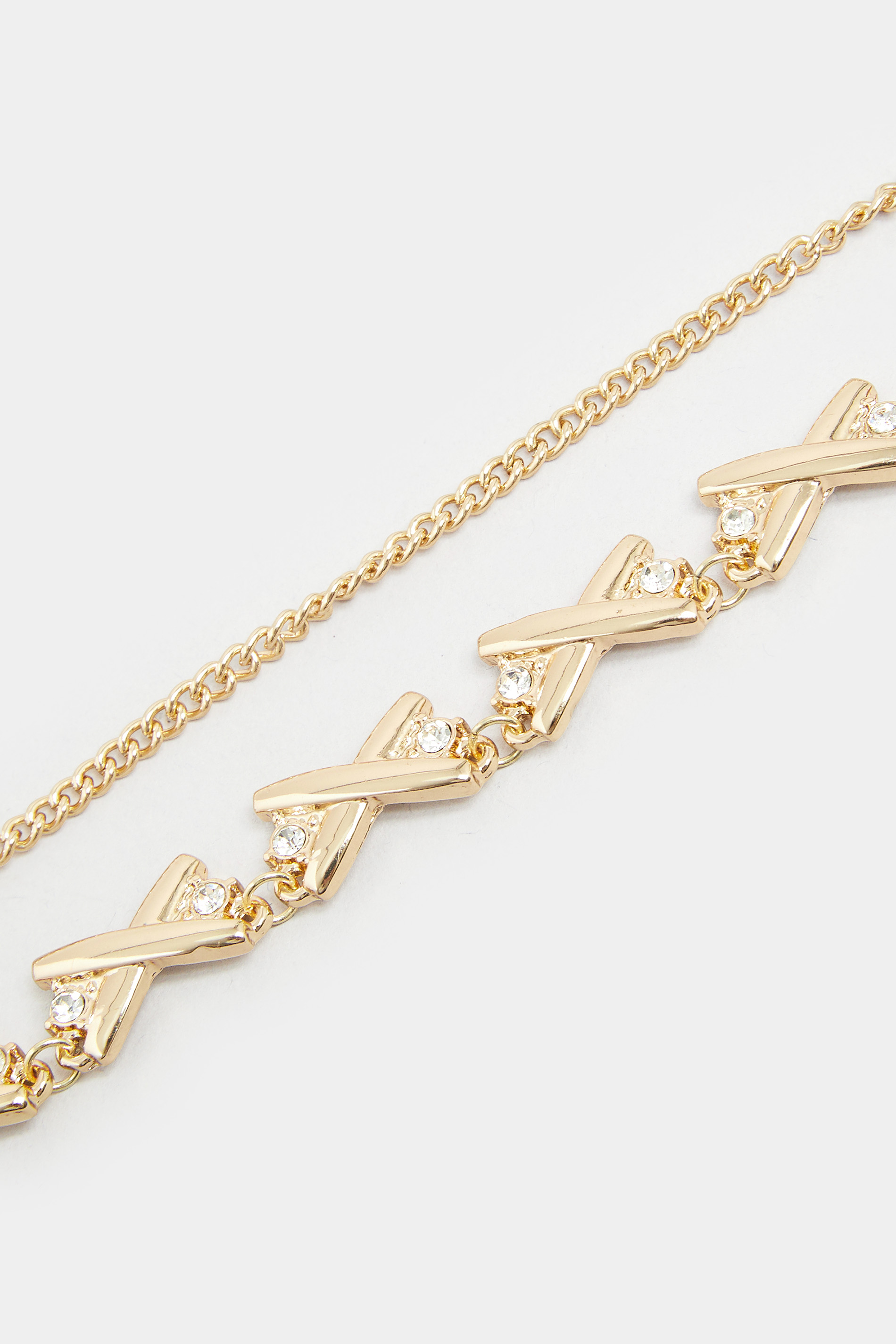 Gold Tone Cross Diamante Necklace | Yours Clothing 3