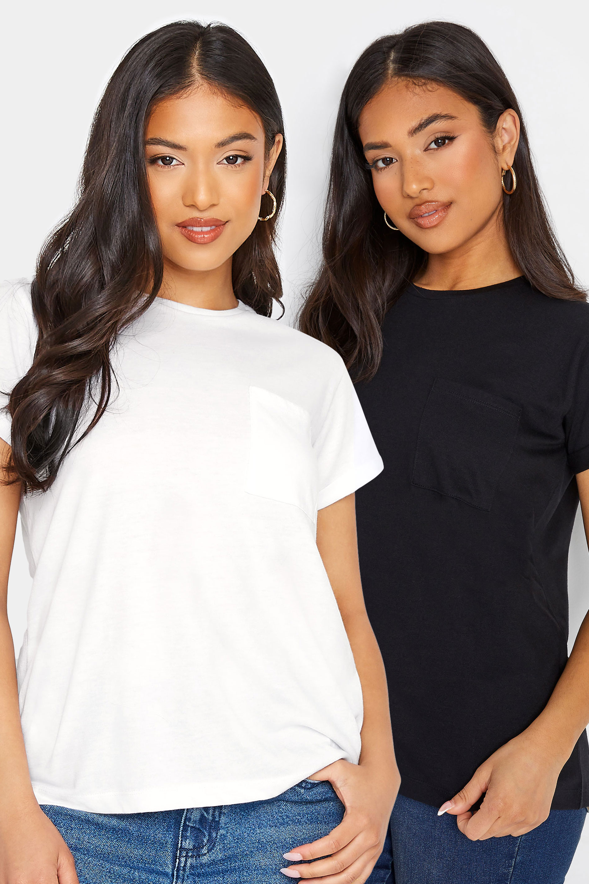 2 PACK Petite White & Black Basic T-Shirts | PixieGirl 1