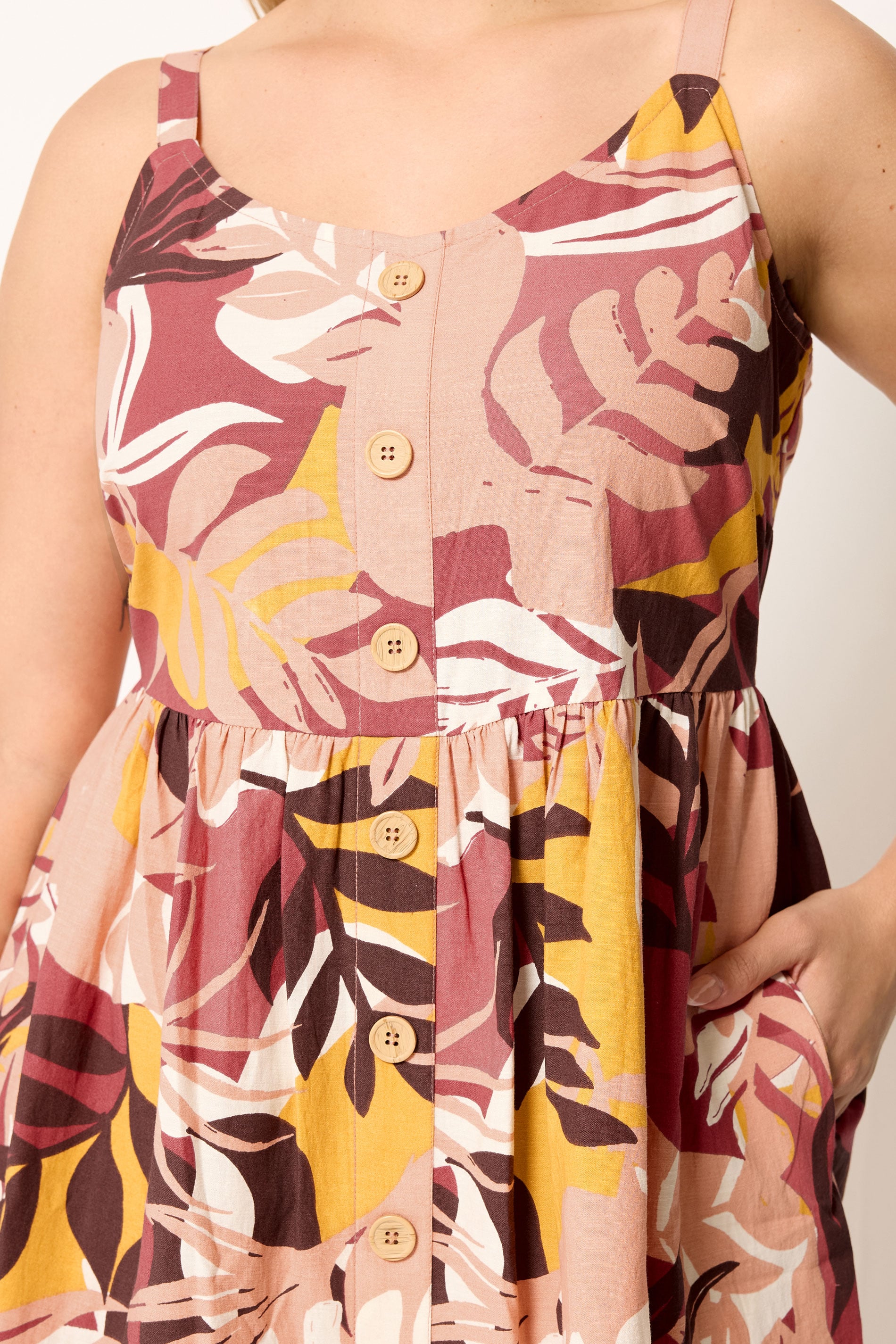 YOURS Plus Size Orange Tropical Print Linen Midi Dress | Yours Clothing 4