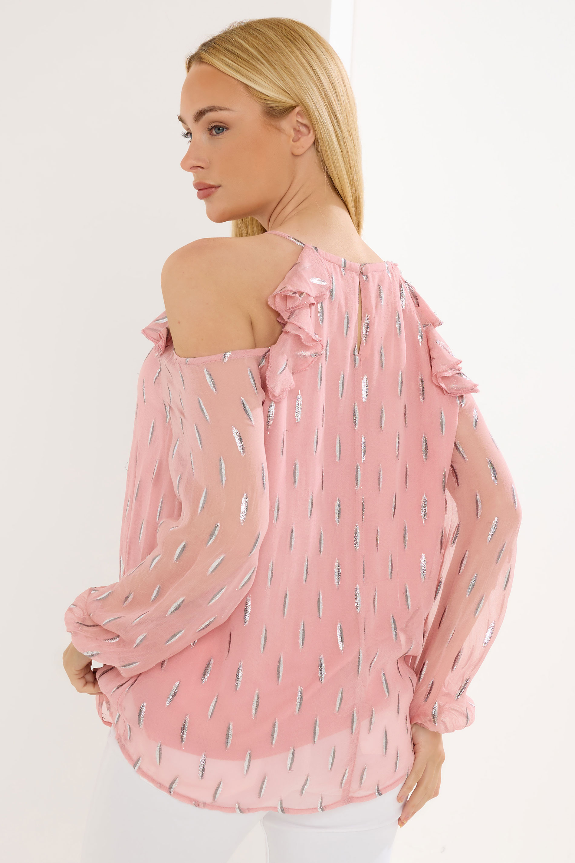 STAR Pink Metallic Cold Shoulder Top | StarByJM 4