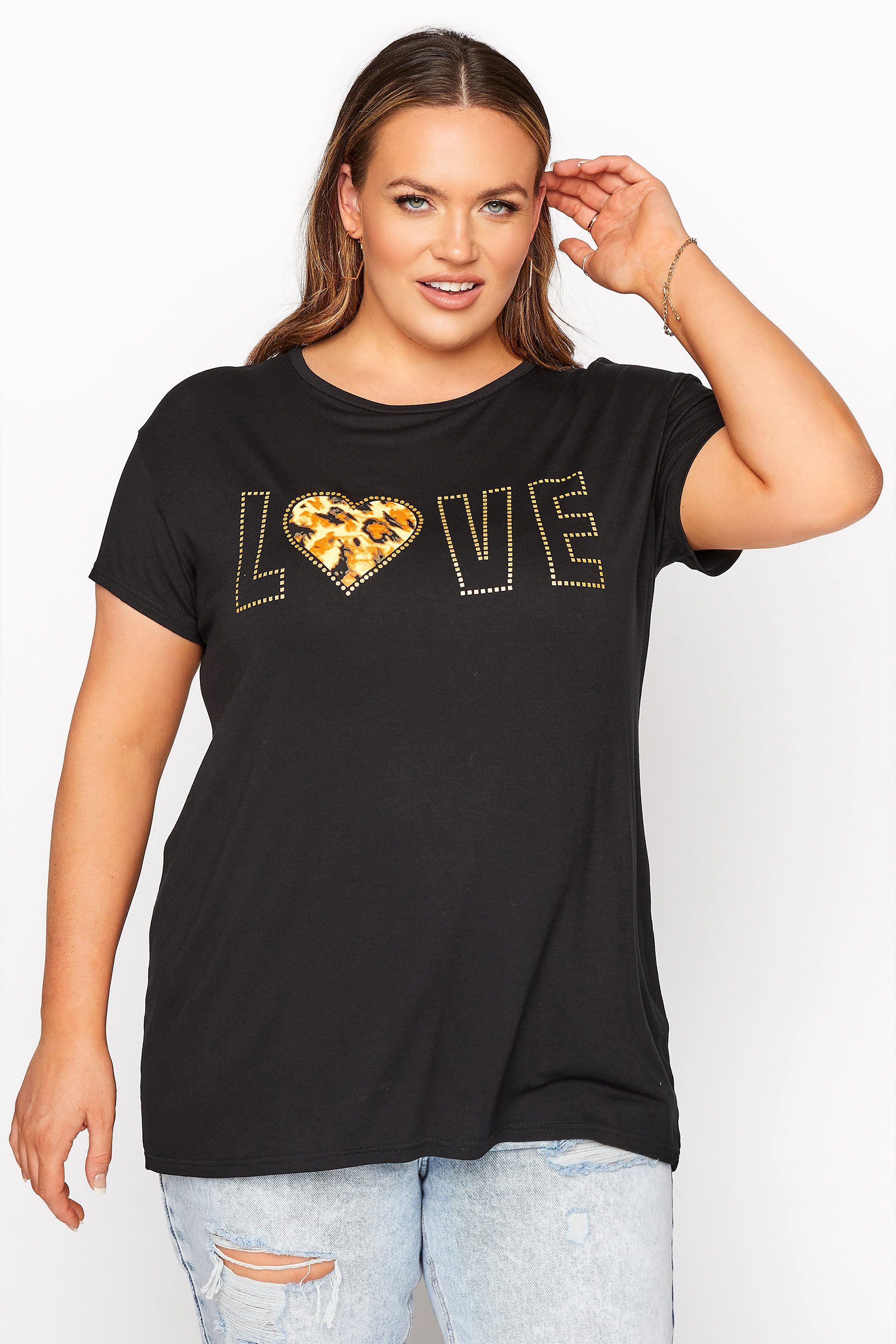 Grande taille  Tops Grande taille  T-Shirts | LIMITED COLLECTION - T-Shirt Noir 'Love' Animal - EN53124