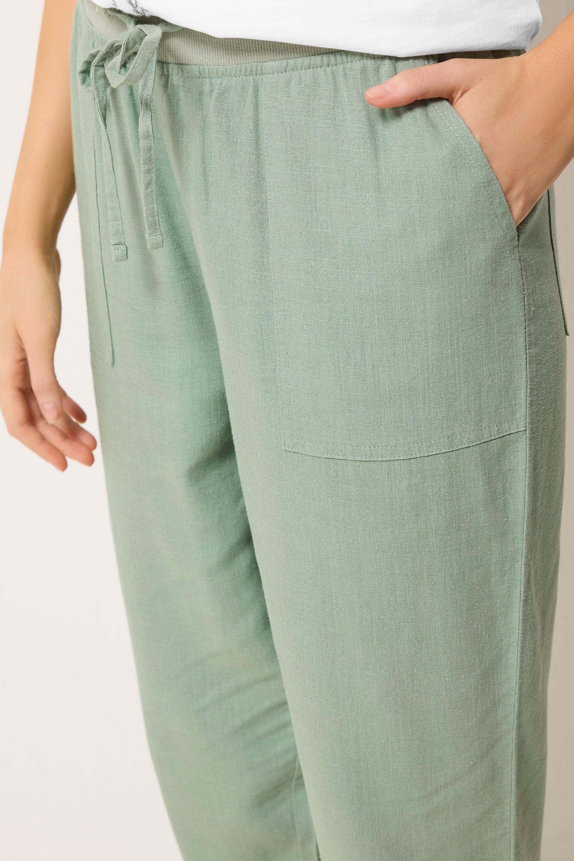 M&Co Sage Green Linen Cropped Trousers | M&Co 4