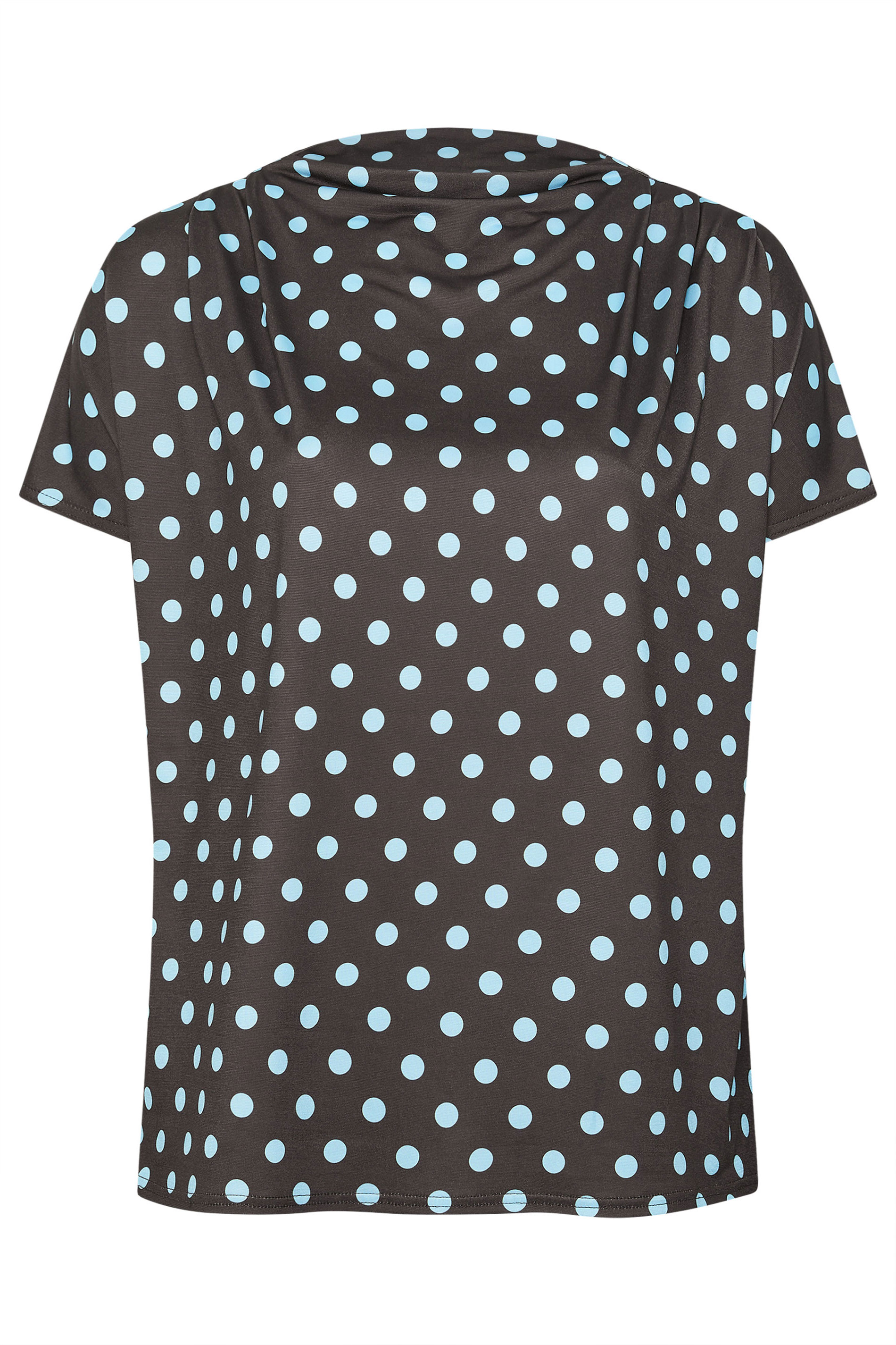 YOURS LONDON Curve Chocolate Brown Polka Dot Drape Shoulder Top 5