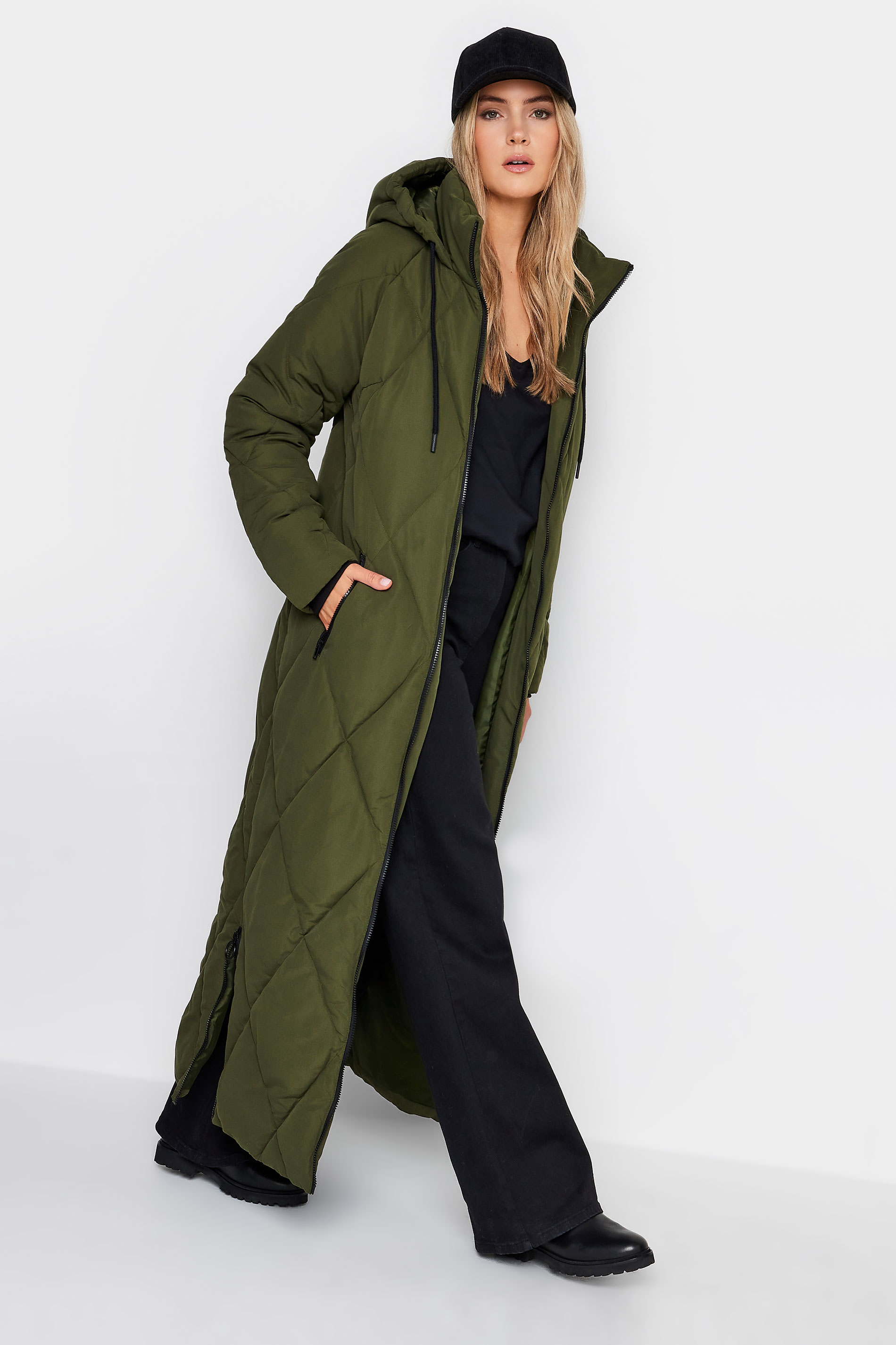 LTS Tall Women's Khaki Green Maxi Puffer Coat | Long Tall Sally 2