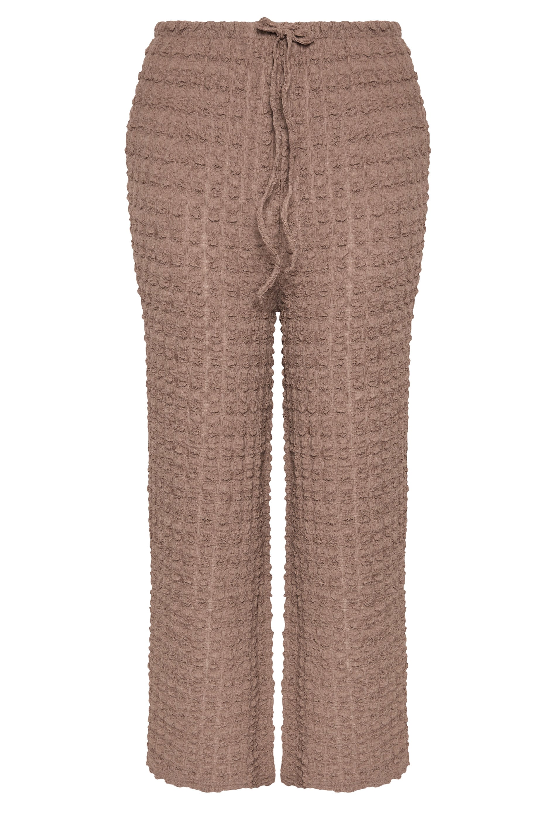 YOURS Plus Size Brown Bubble Textured Wide Leg Trousers | Yours Clothing 5