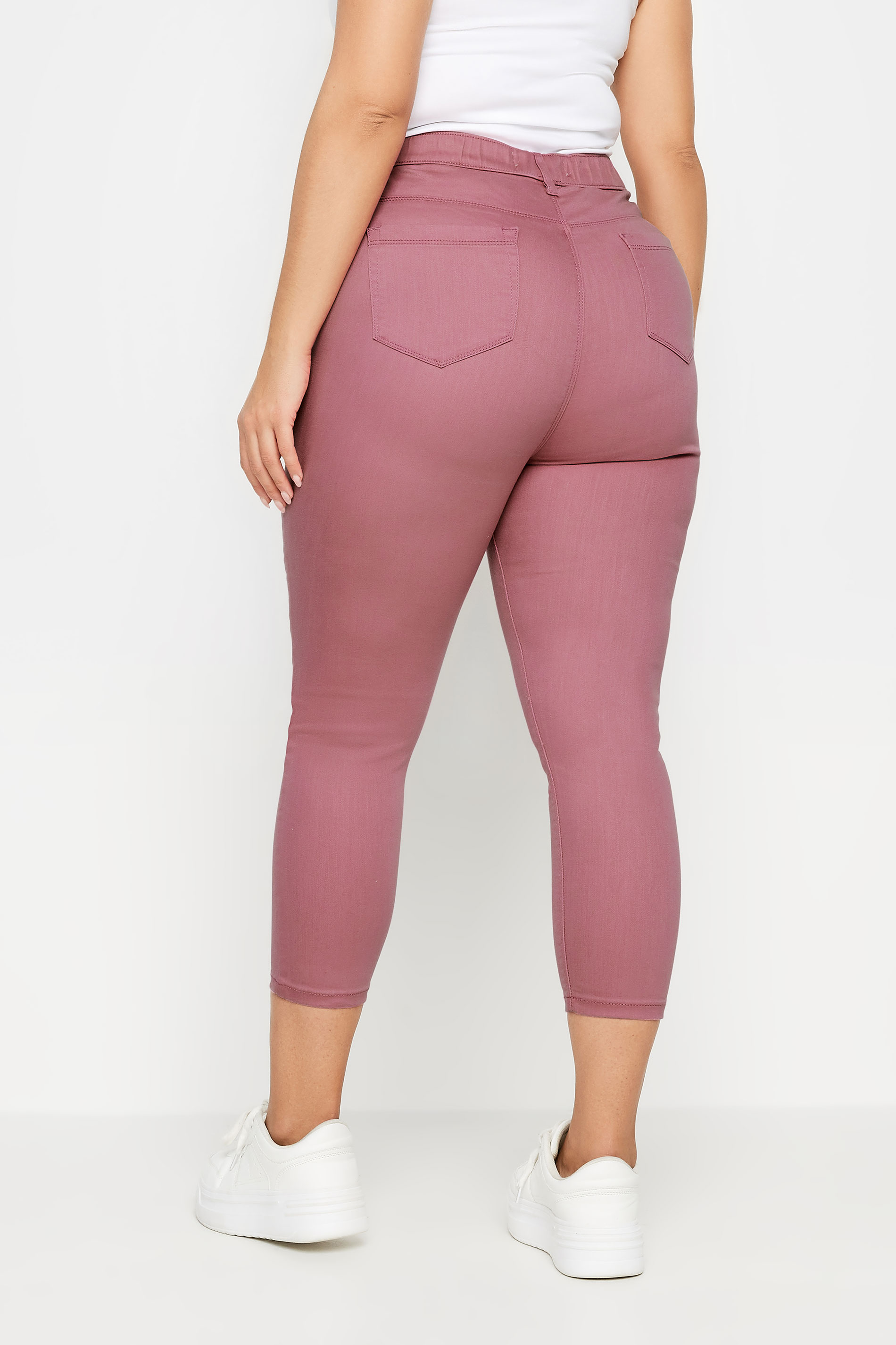 YOURS Plus Size Rose Pink Cropped Stretch GRACE Jeggings | Yours Clothing 3