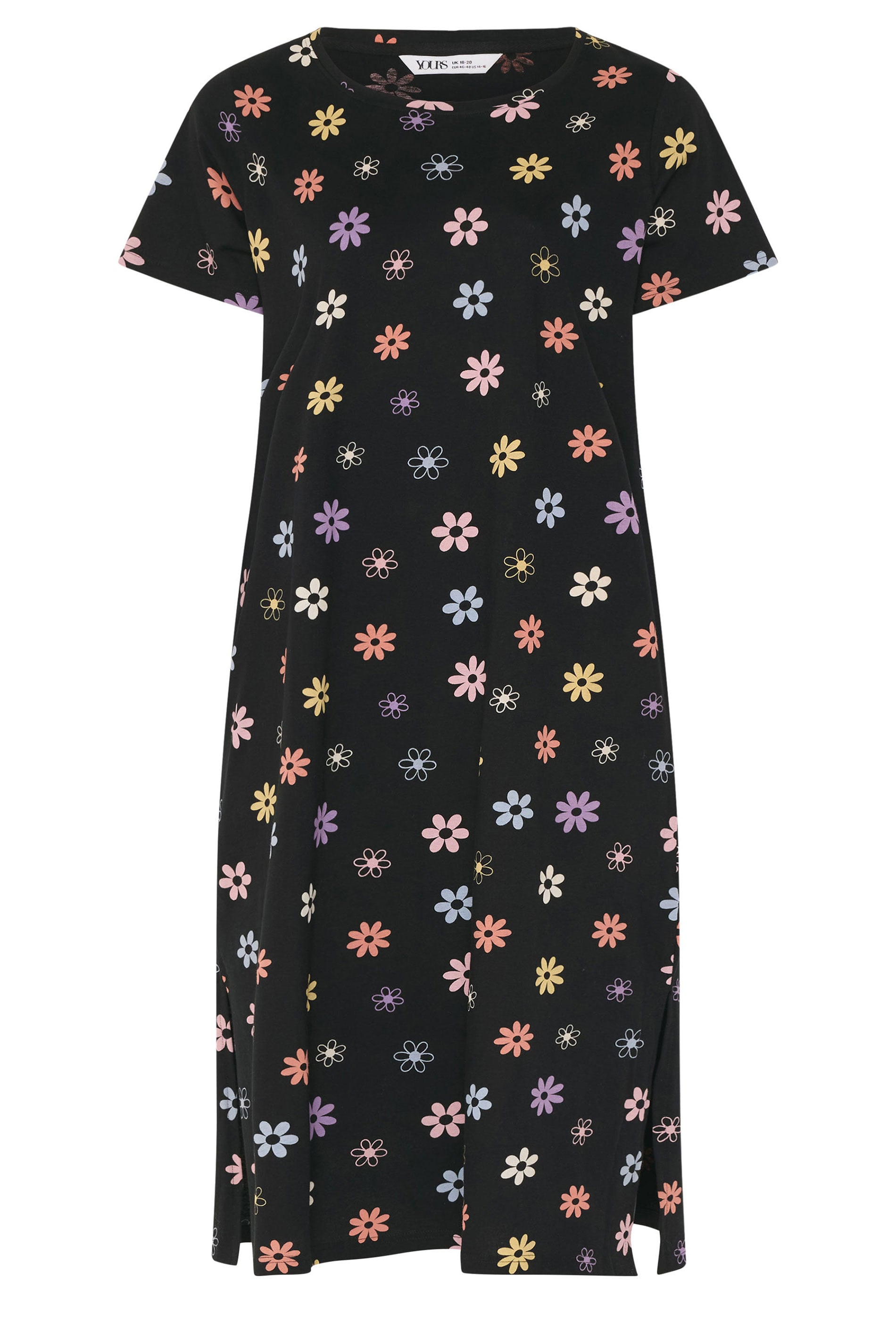 YOURS Plus Size 2 PACK Black 'Sleep Solves Everything'  Floral Midaxi Nightdresses | Yours Clothing 9
