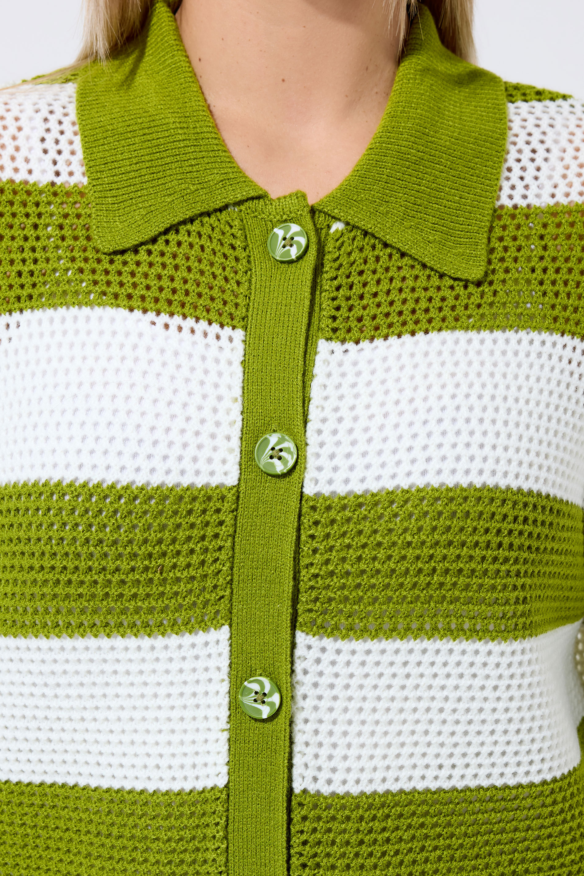 LIMITED COLLECTION Plus Size Green Stripe Boxy Knitted Shirt | Yours Clothing 4