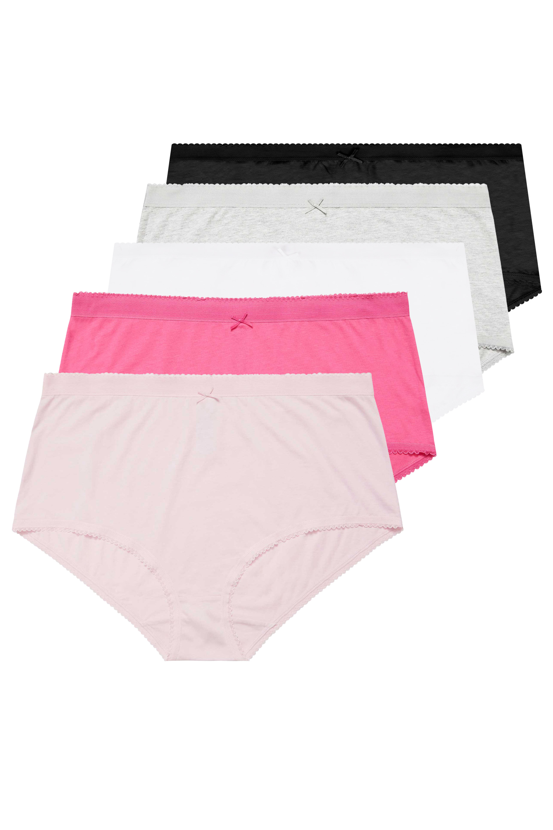 YOURS 5 PACK Plus Size Pink & White High Waisted Full Briefs | Yours Clothing 3