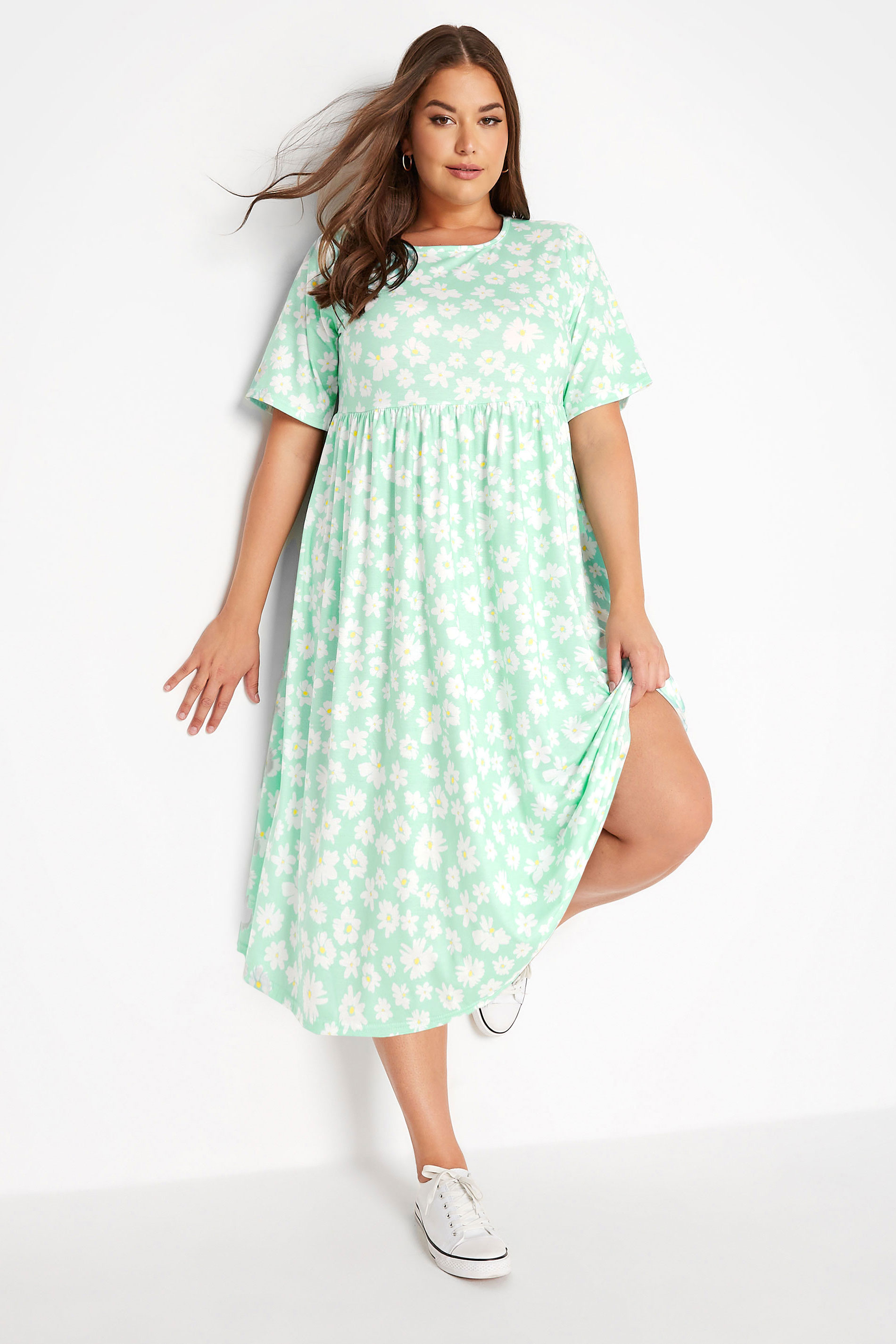 LIMITED COLLECTION Curve Mint Green Floral Smock Dress 1