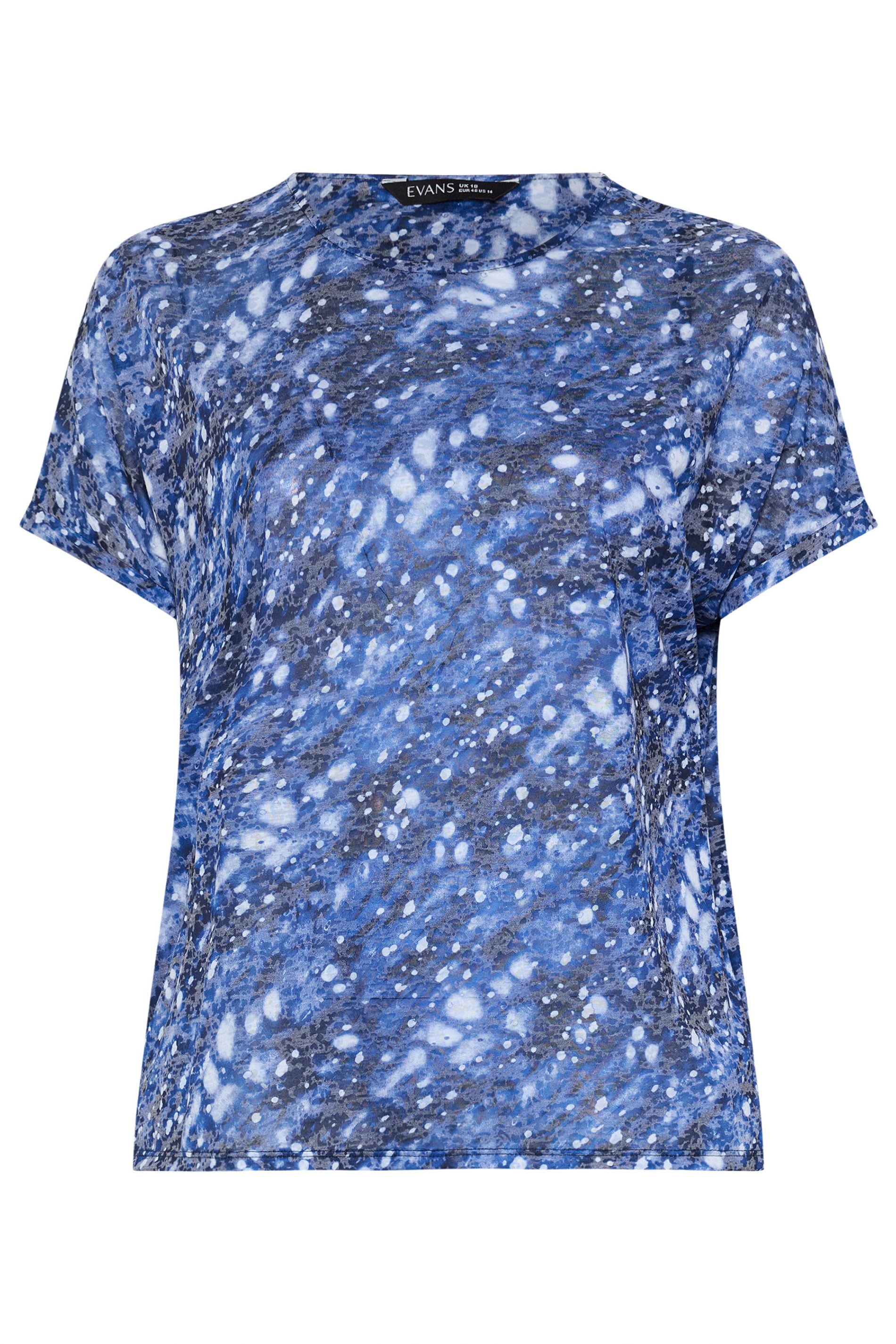 EVANS Plus Size Blue Print Burnout Top | Evans 5