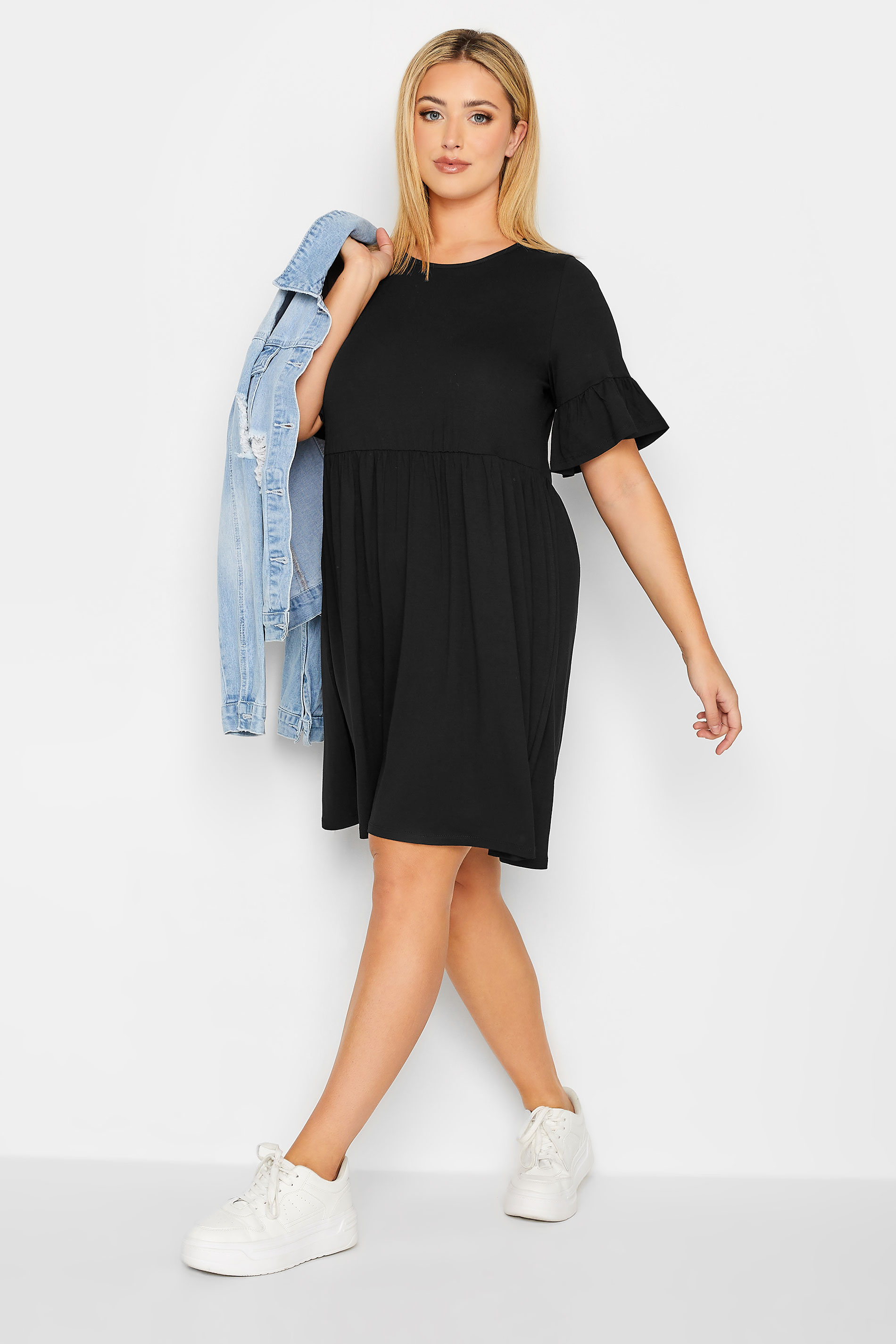 Plus Size Black Smock Tunic Dress | Yours Clothing 2