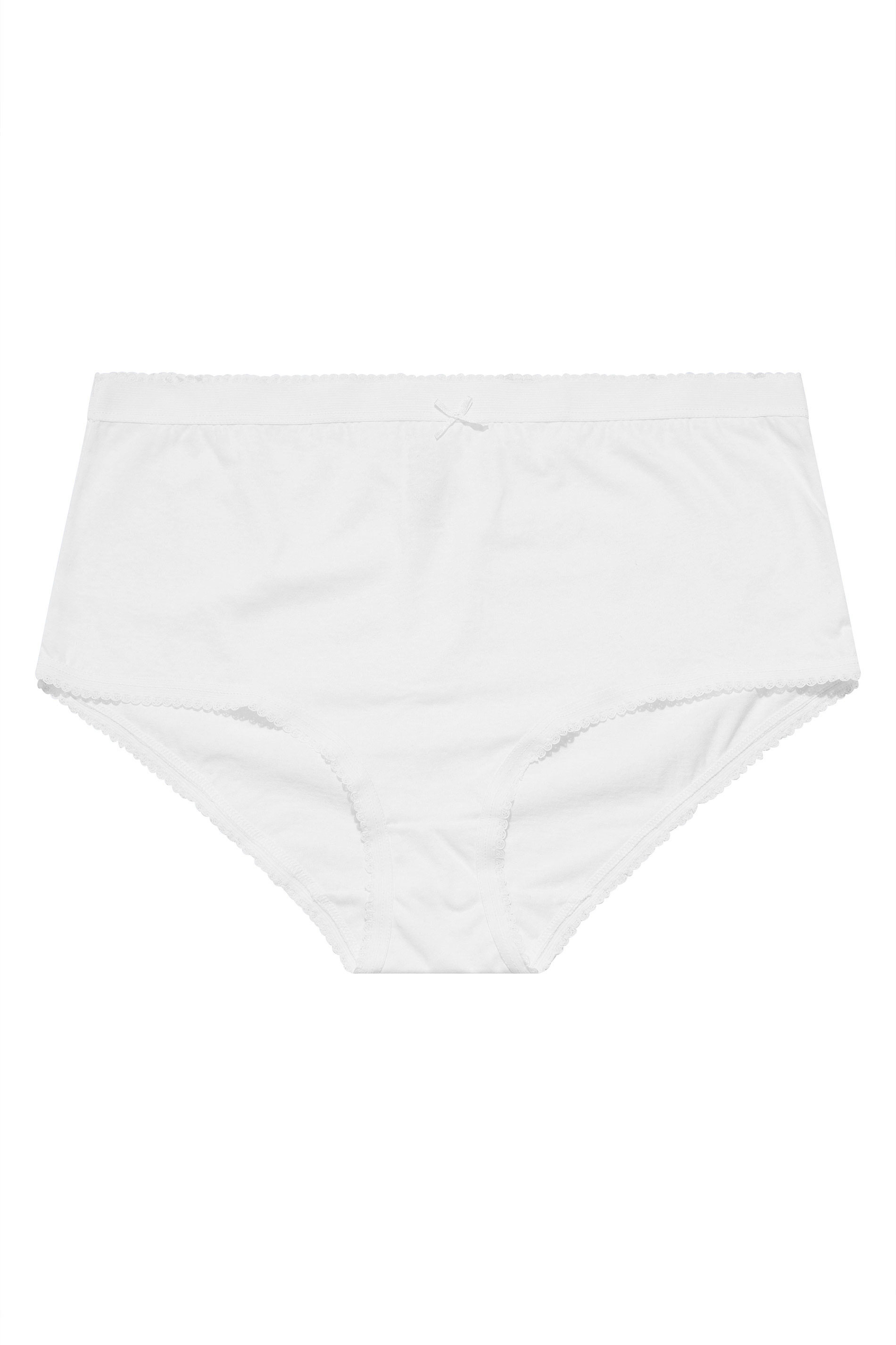 5 PACK Curve White & Grey Plain Cotton High Waisted Full Briefs