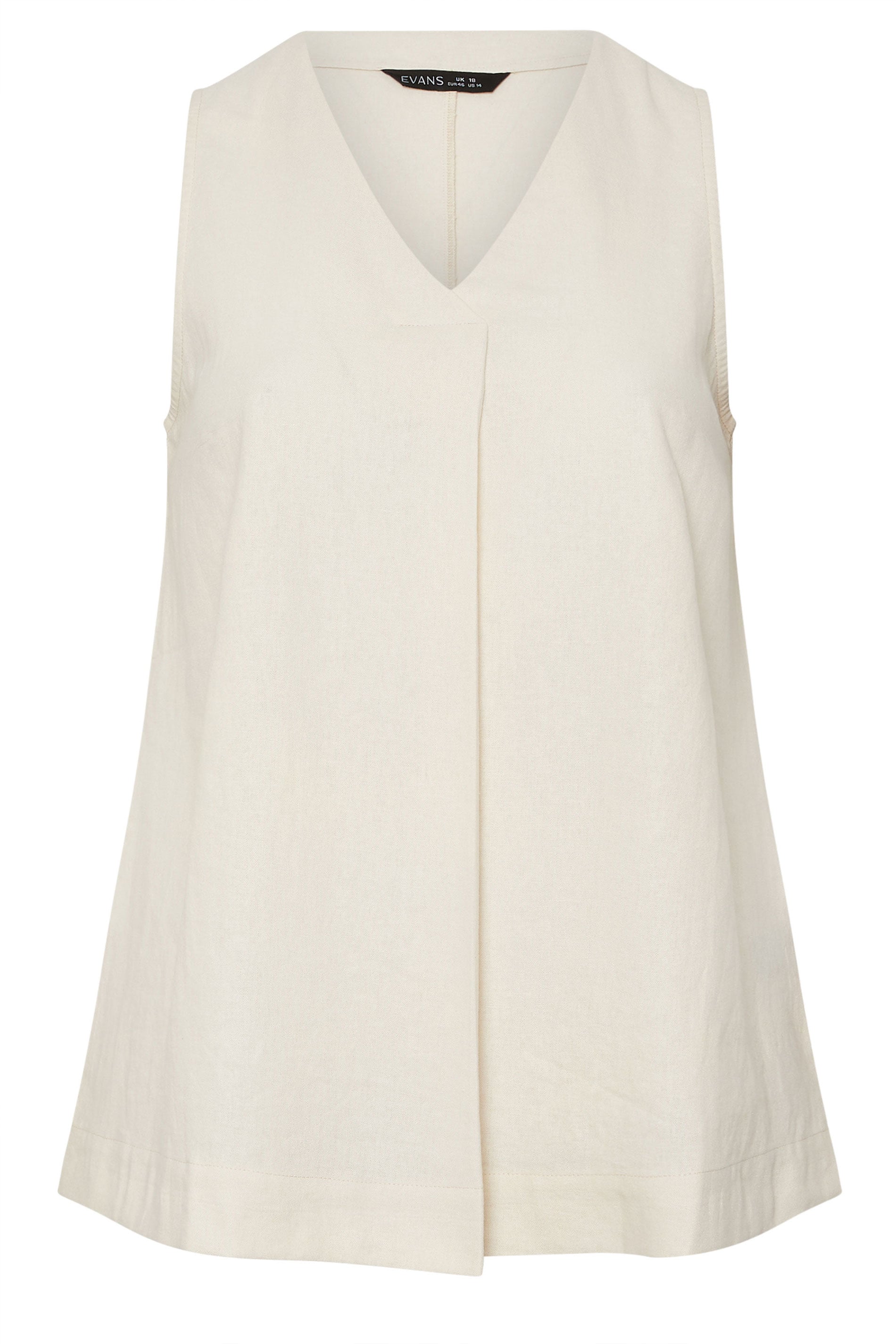 EVANS Plus Size White Premium Linen Vest Top | Evans 5