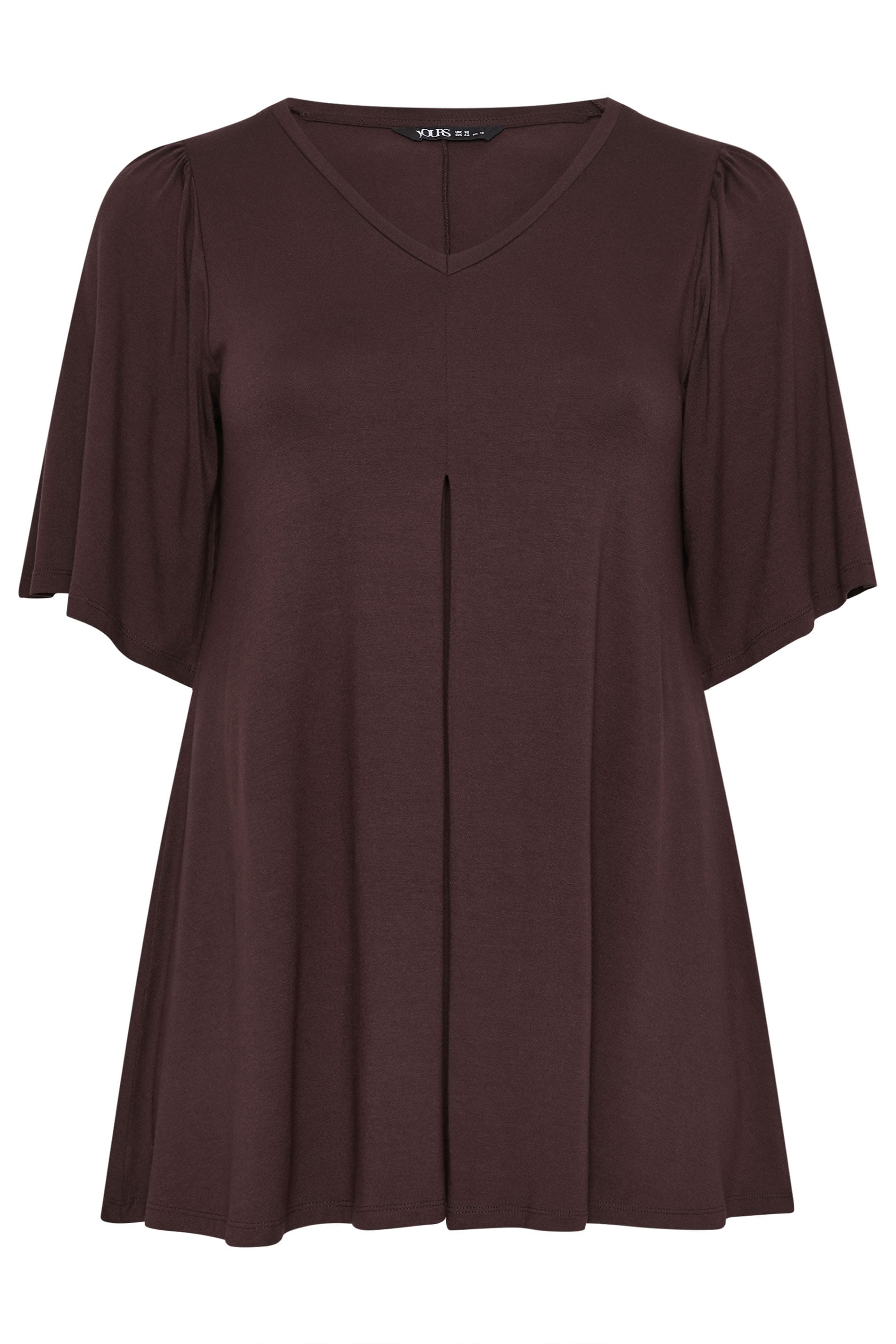 YOURS Plus Size Chocolate Brown Pleat Front Top | Yours Clothing 5