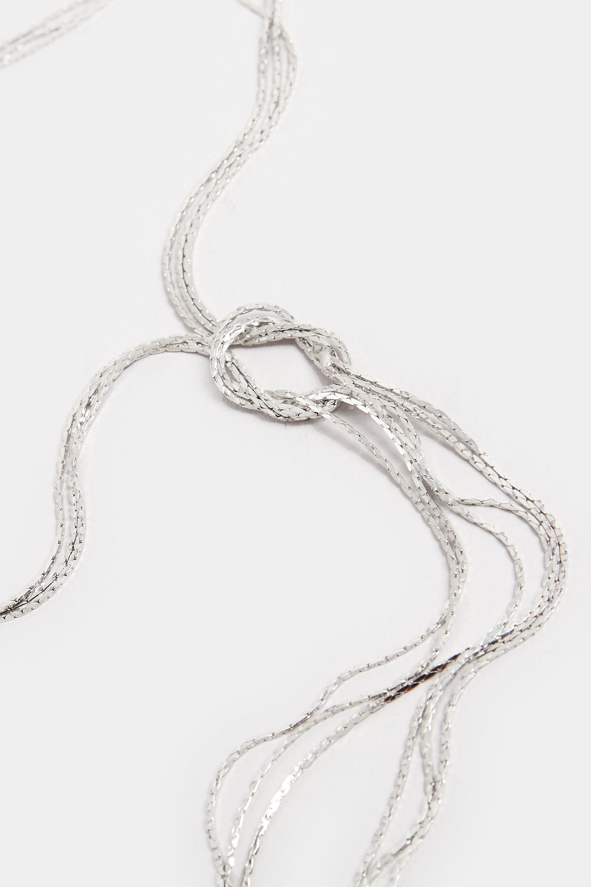 Silver Tone Knot Long Necklace | Yours Clothing 3