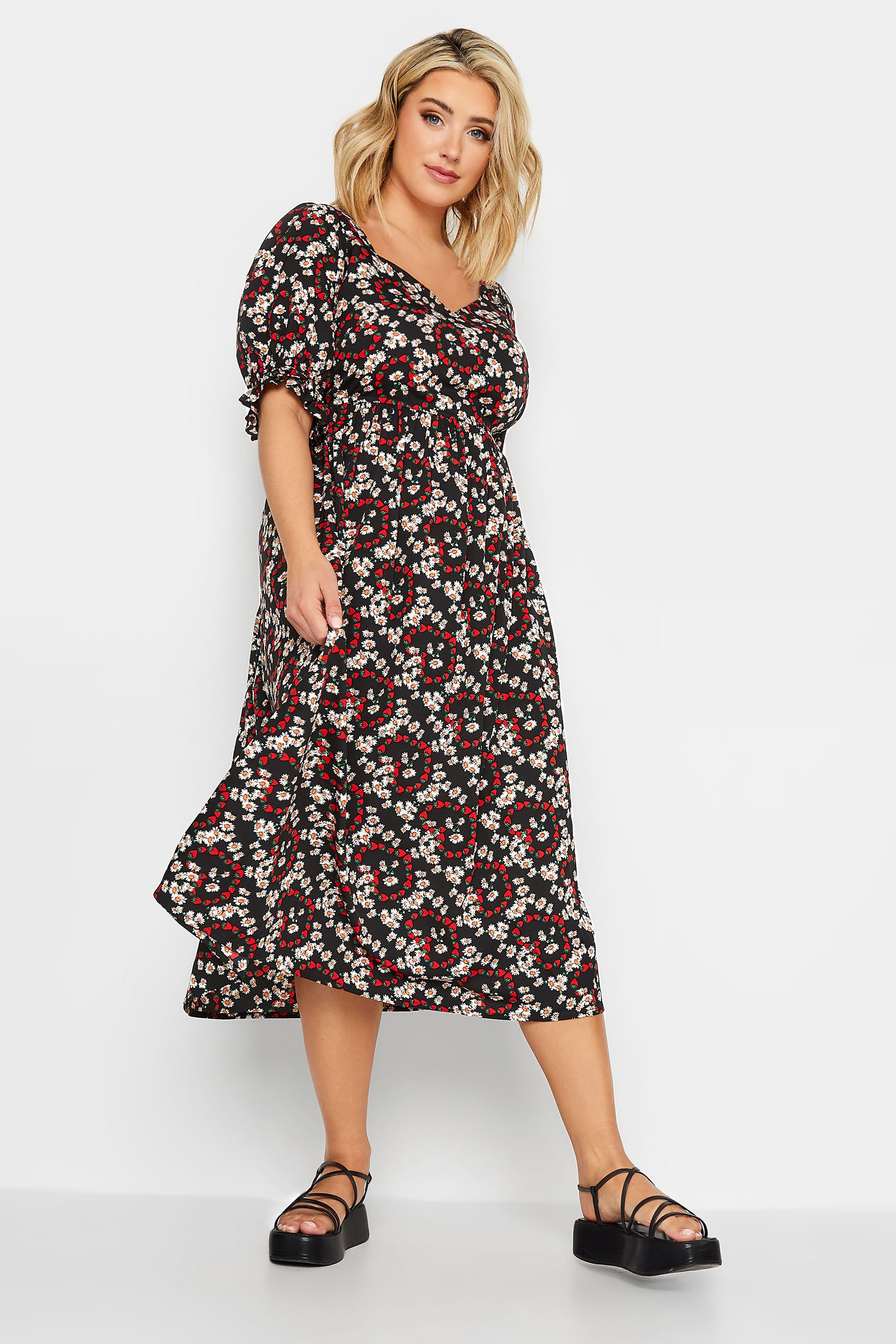 LIMITED COLLECTION Plus Size Curve Black Mixed Print Sweetheart Dress | Yours Clothing  2