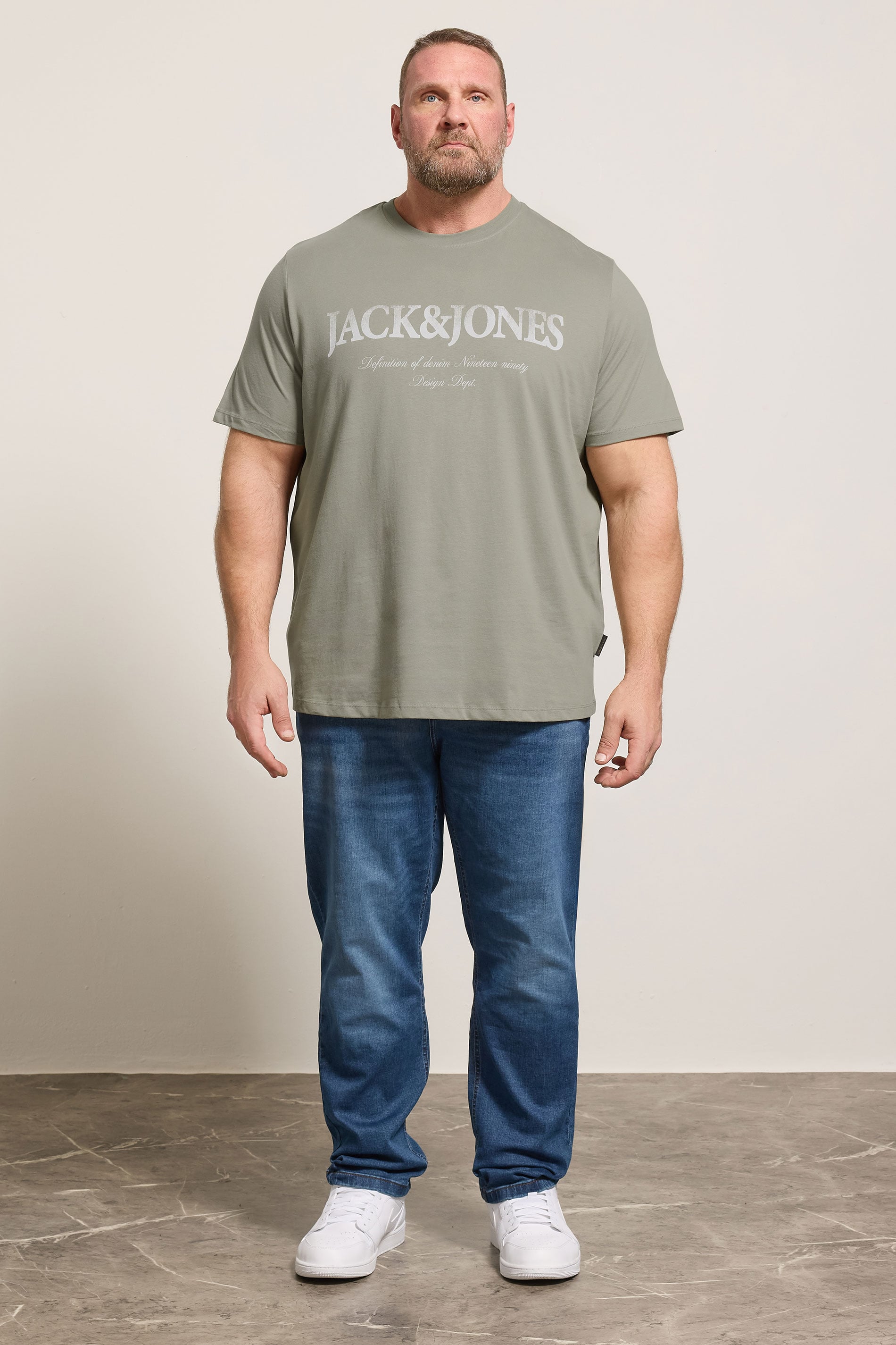 JACK & JONES Big & Tall Vetiver Green Short Sleeve Graphic T-Shirt | BadRhino 1