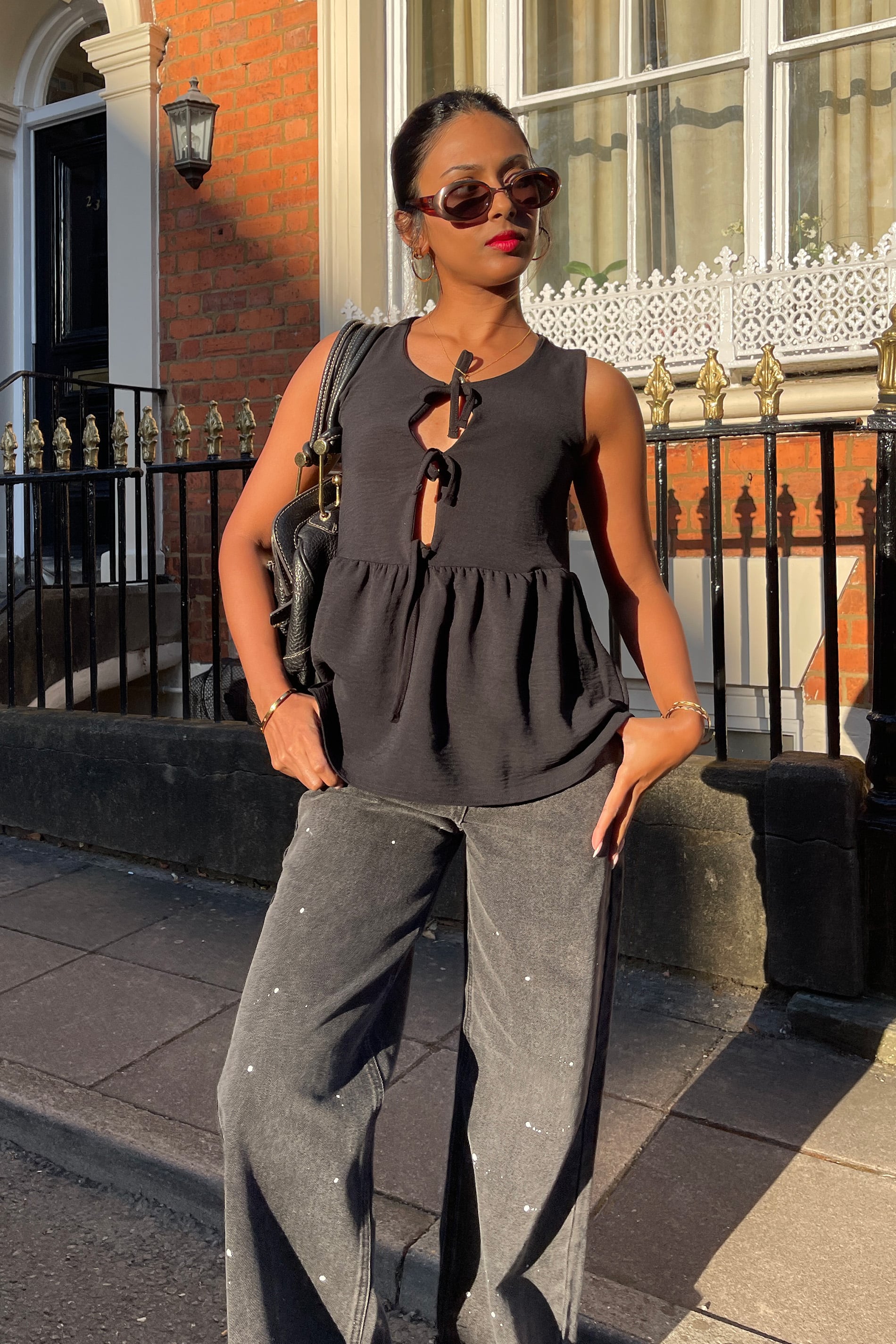 PixieGirl Black Tie Front Top | PixieGirl  1