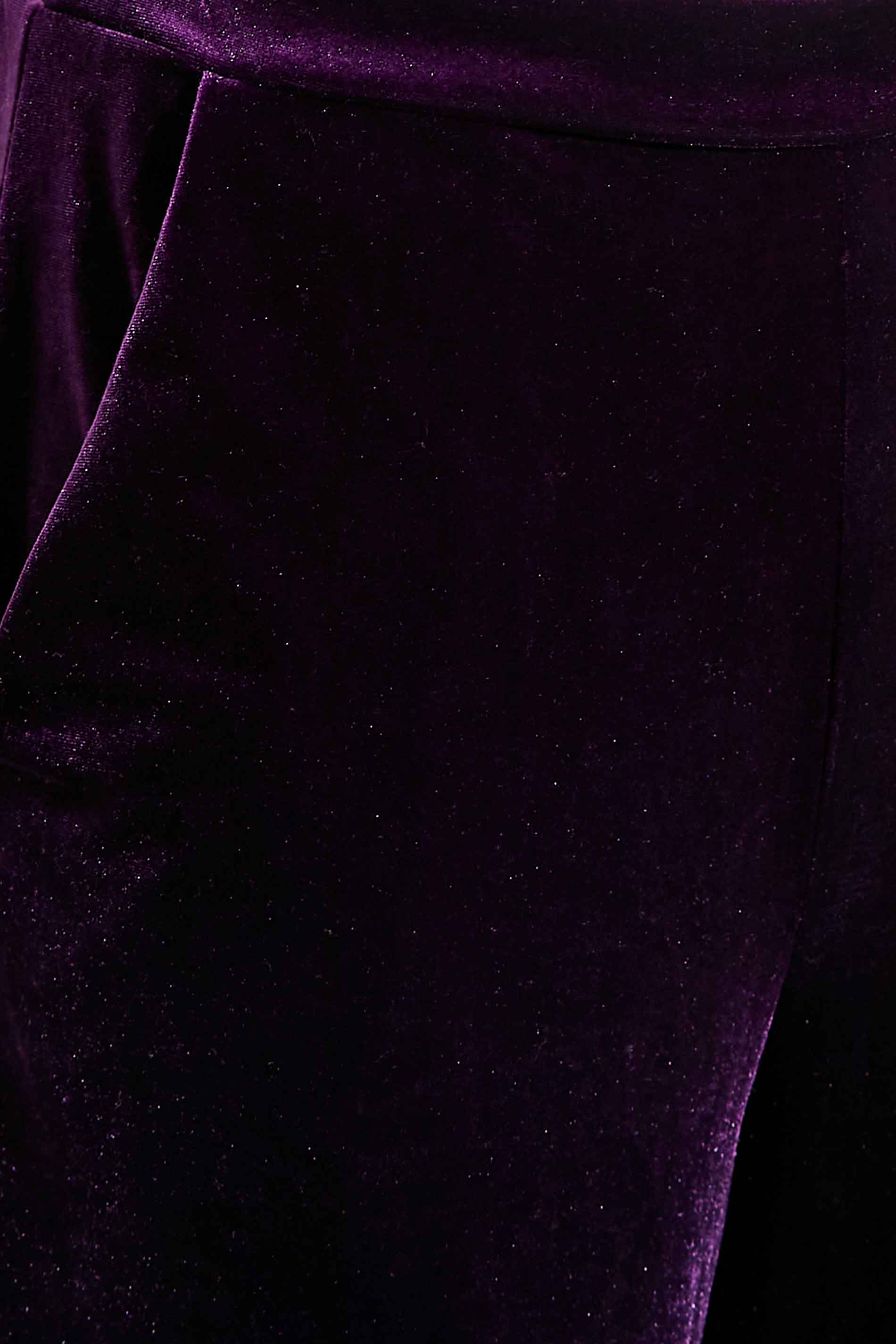 LTS Tall Women's Purple Velvet Wide Leg Stretch Trousers | Long Tall Sally 3