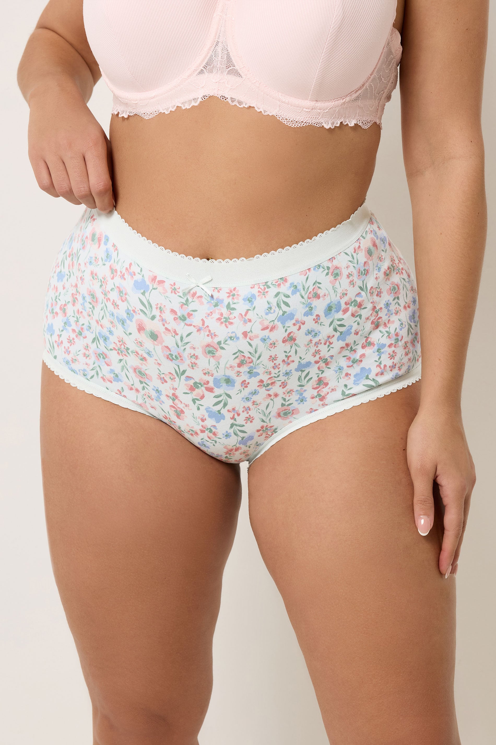 YOURSET 5 PACK Plus Size Pink Floral Print Full Briefs | Yours Clothing 2