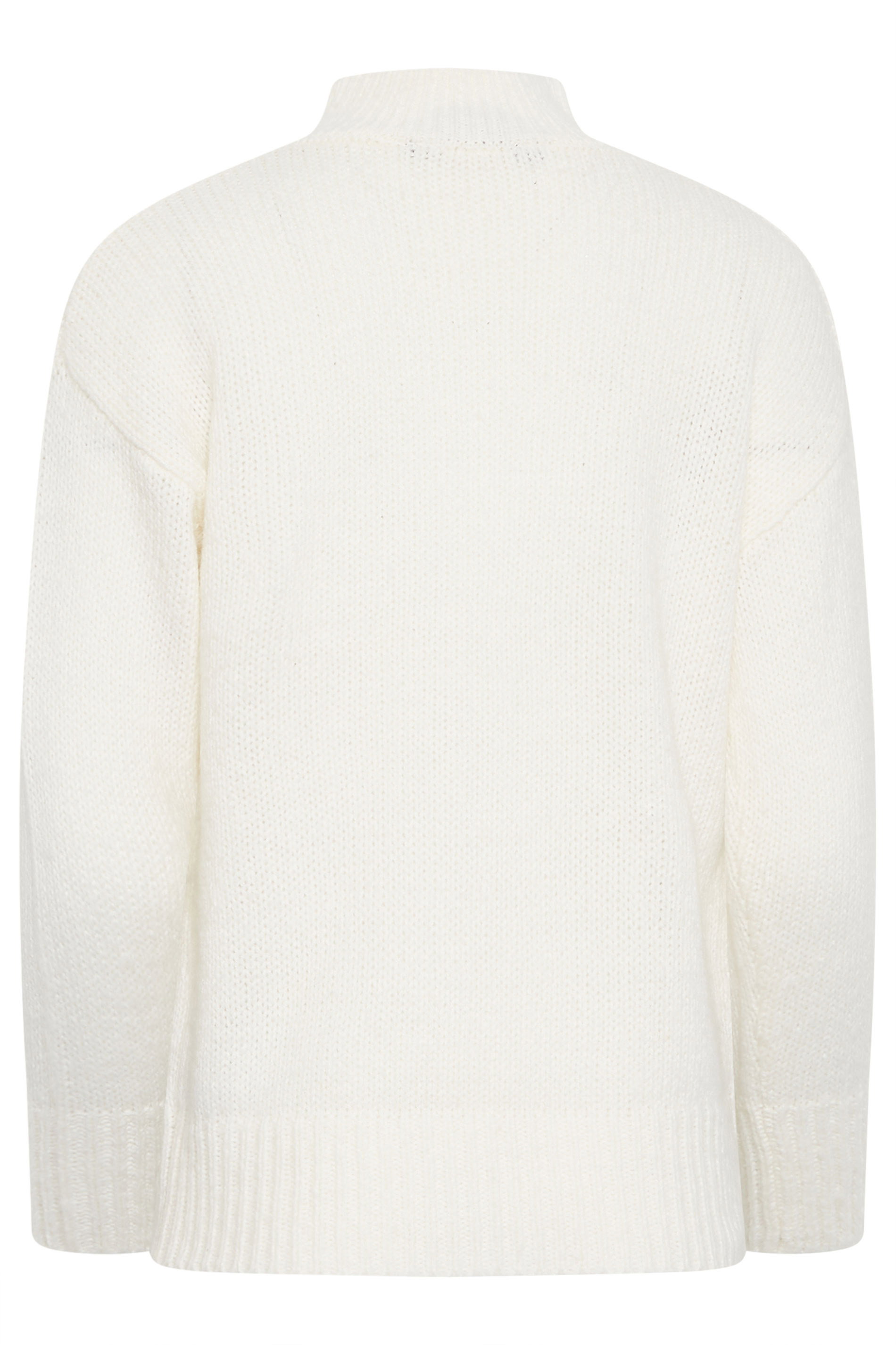 Petite Ivory White High Neck Cable Knit Jumper | PixieGirl 7