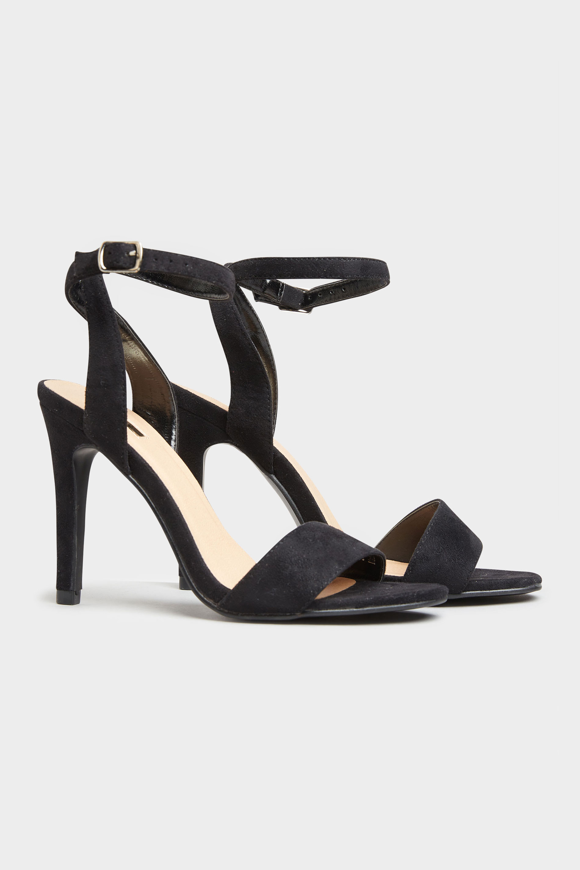 LIMITED COLLECTION Black Strappy Two Part Heels In Extra Wide Fit ...