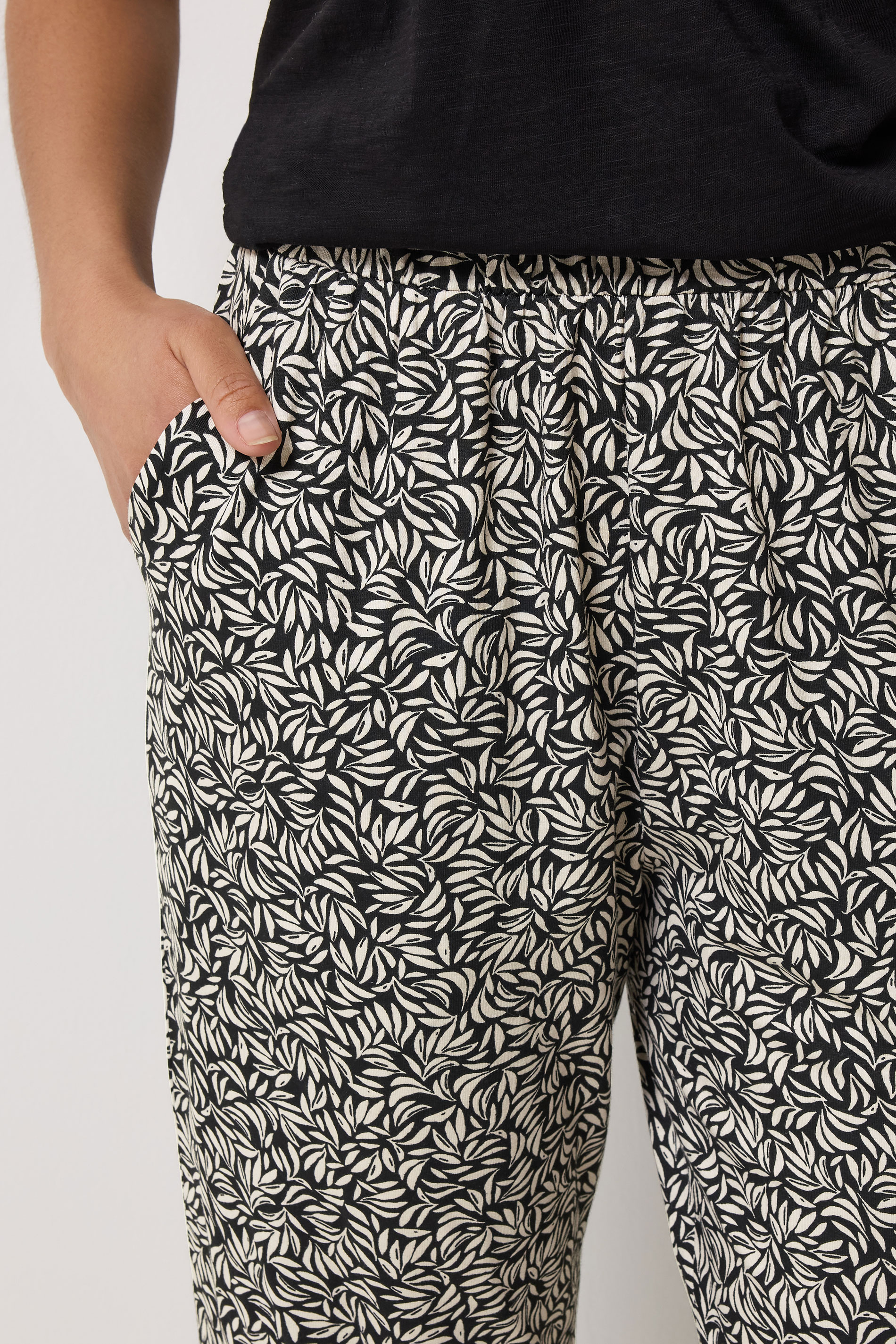 M&Co Black Leaf Print Hareem Trousers | M&Co 4