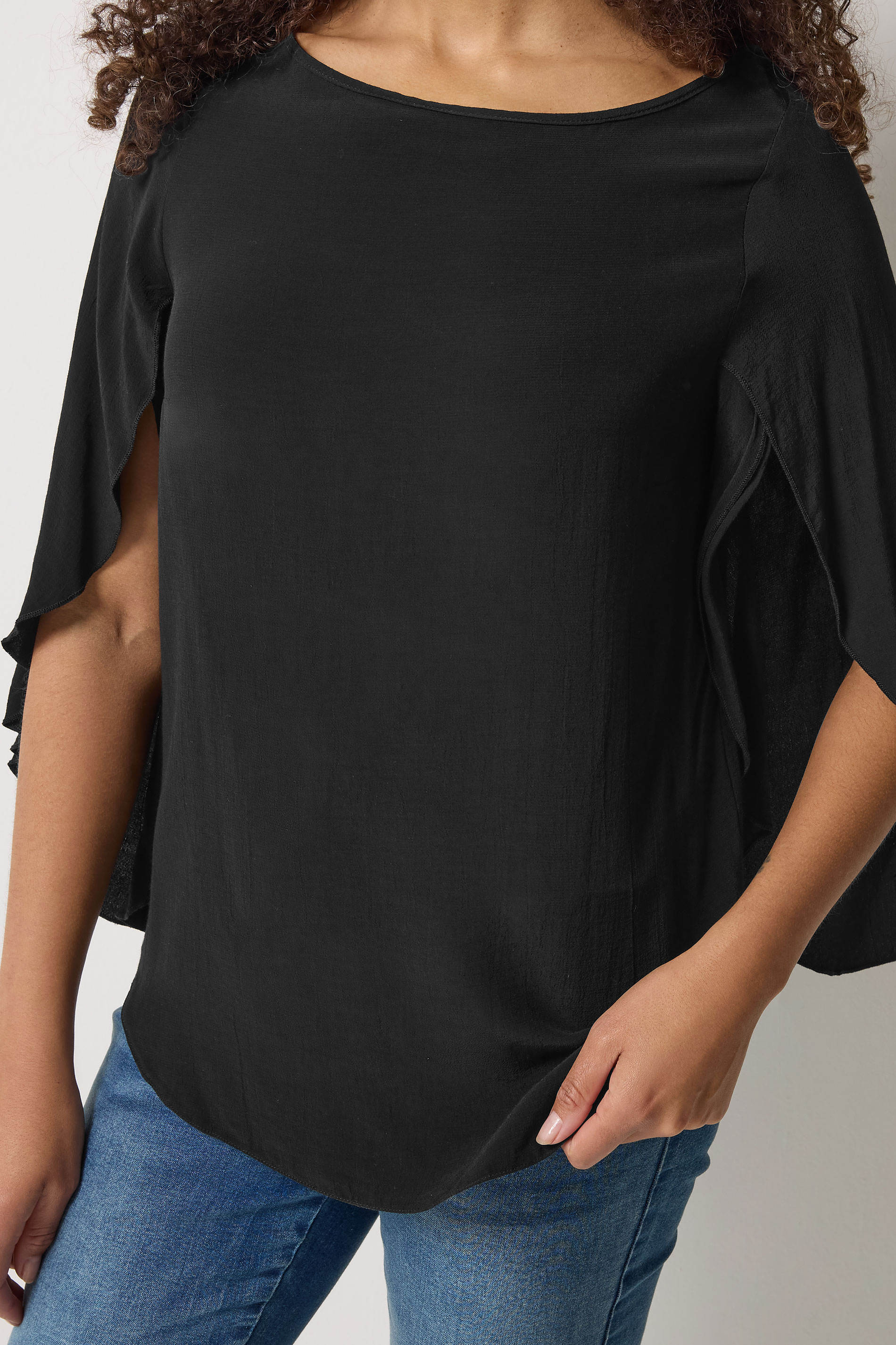 M&Co Black Long Angel Sleeve Blouse | M&Co 4