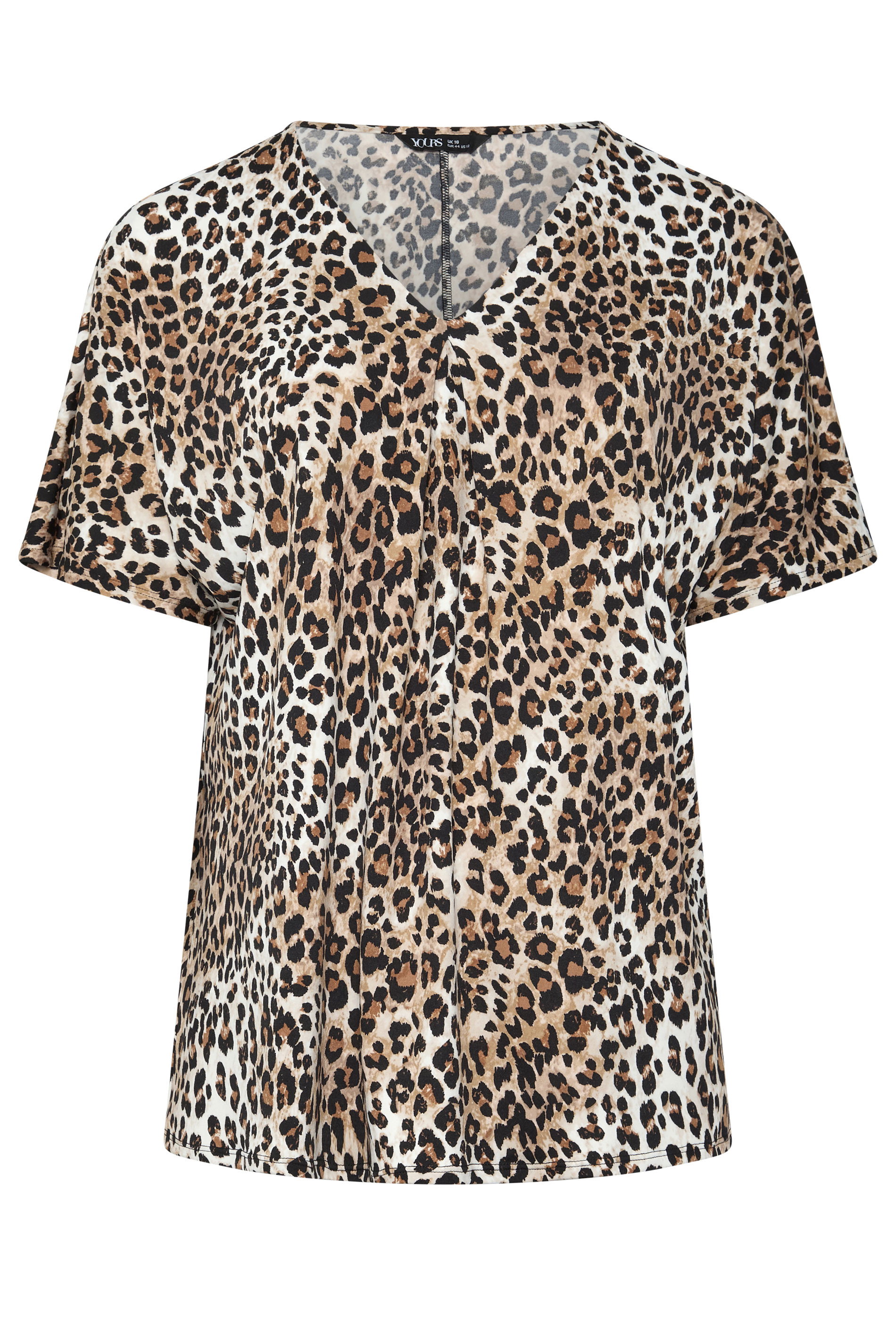 YOURS Plus Size Brown Leopard Pleated Front Top | Yours Clothing 5