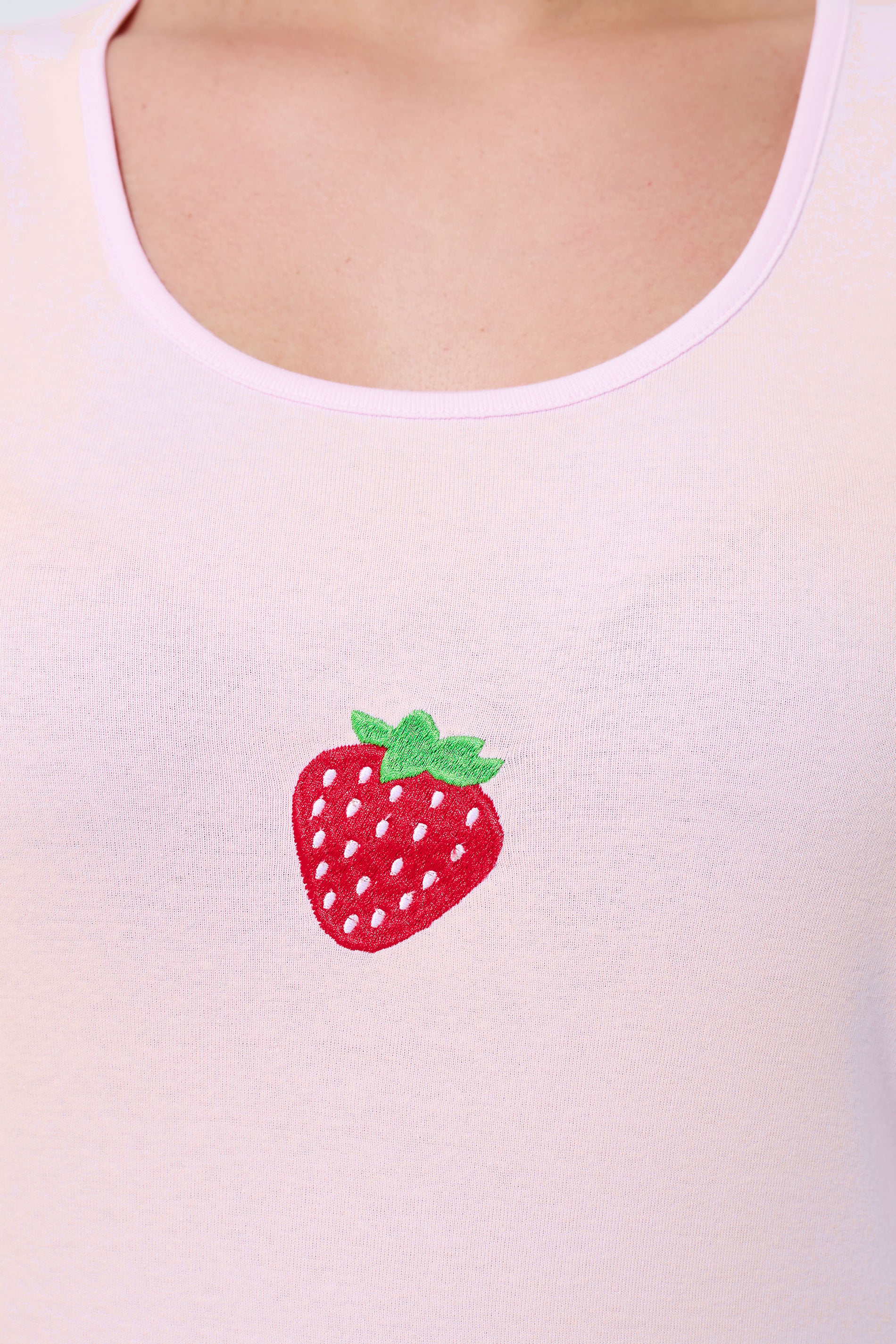 LIMITED COLLECTION Plus Size Light Pink Embroidered Strawberry Vest Top | Yours Clothing 4