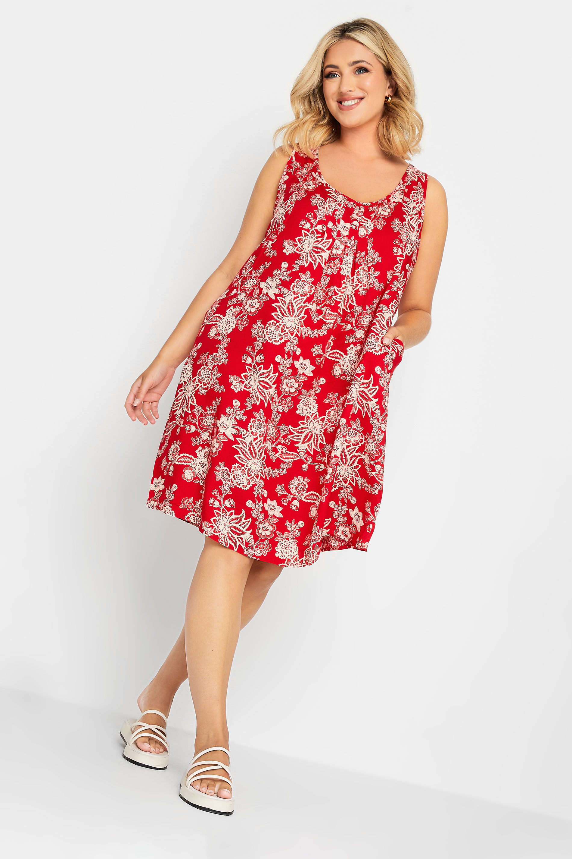 YOURS Plus Size Red Paisley Print Pocket Dress | Yours Clothing 1