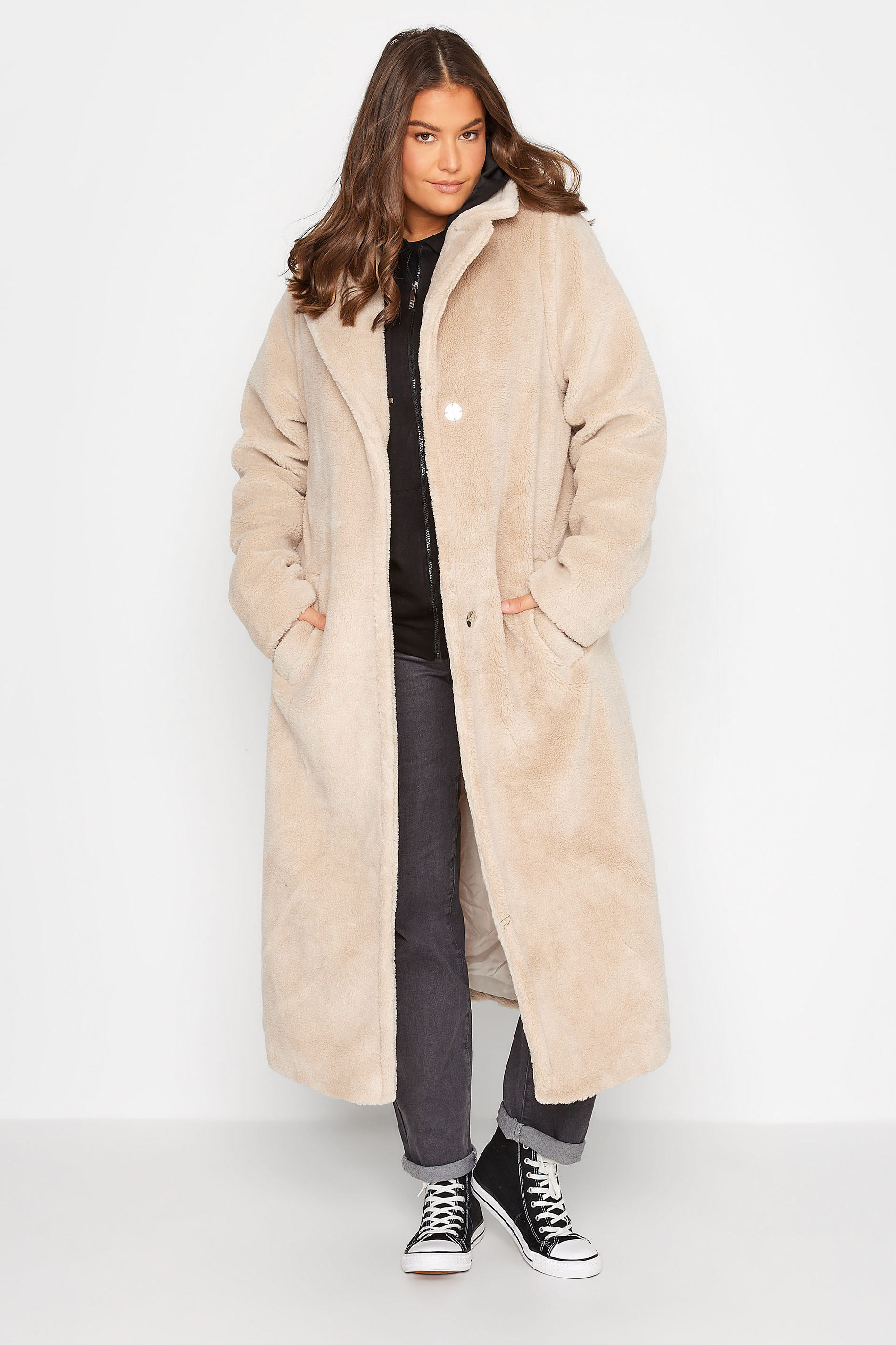 Tall Women's LTS Cream Teddy Maxi Coat | Long Tall Sally 1
