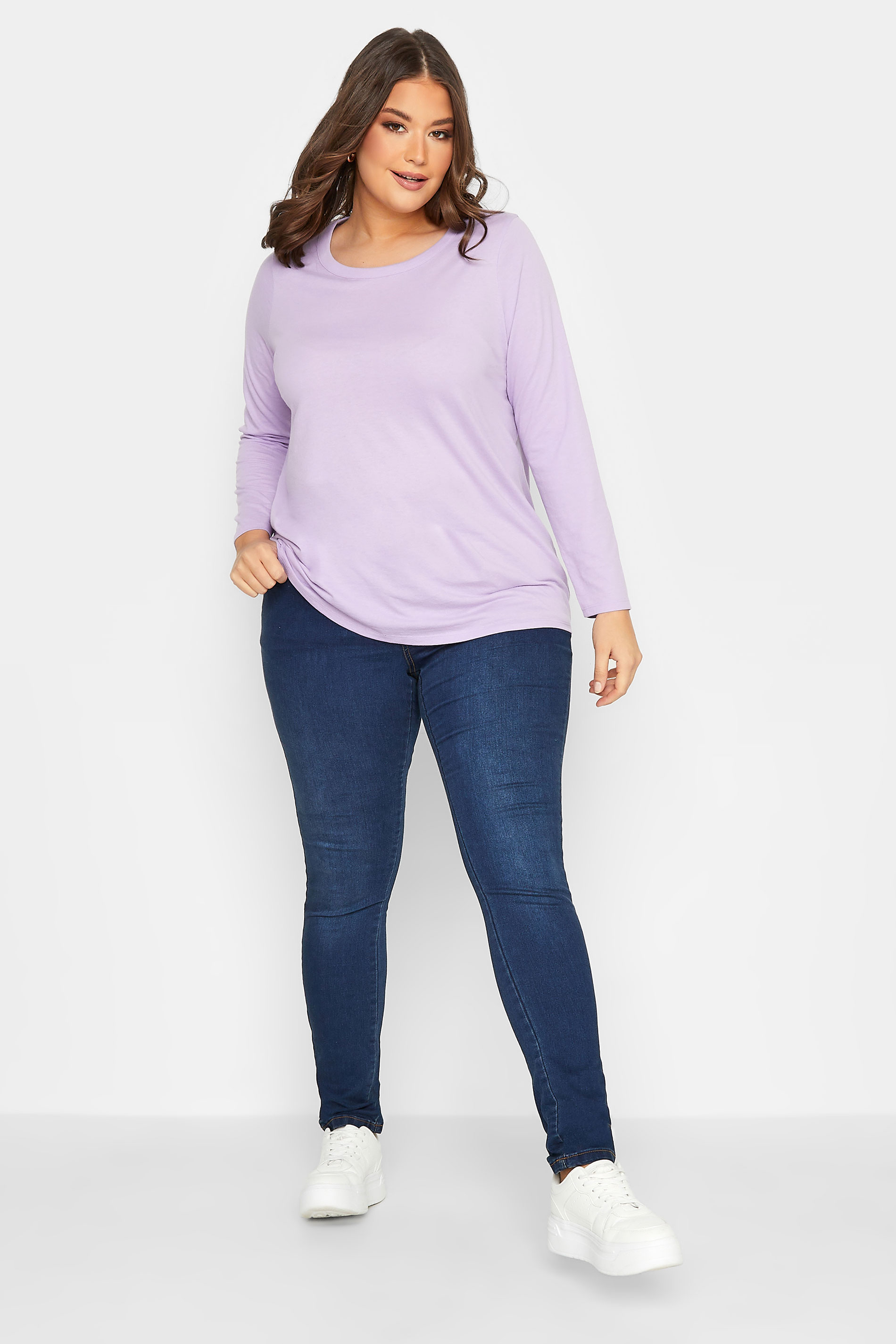Plus Size Lavender Purple Long Sleeve T-Shirt | Yours Clothing 2