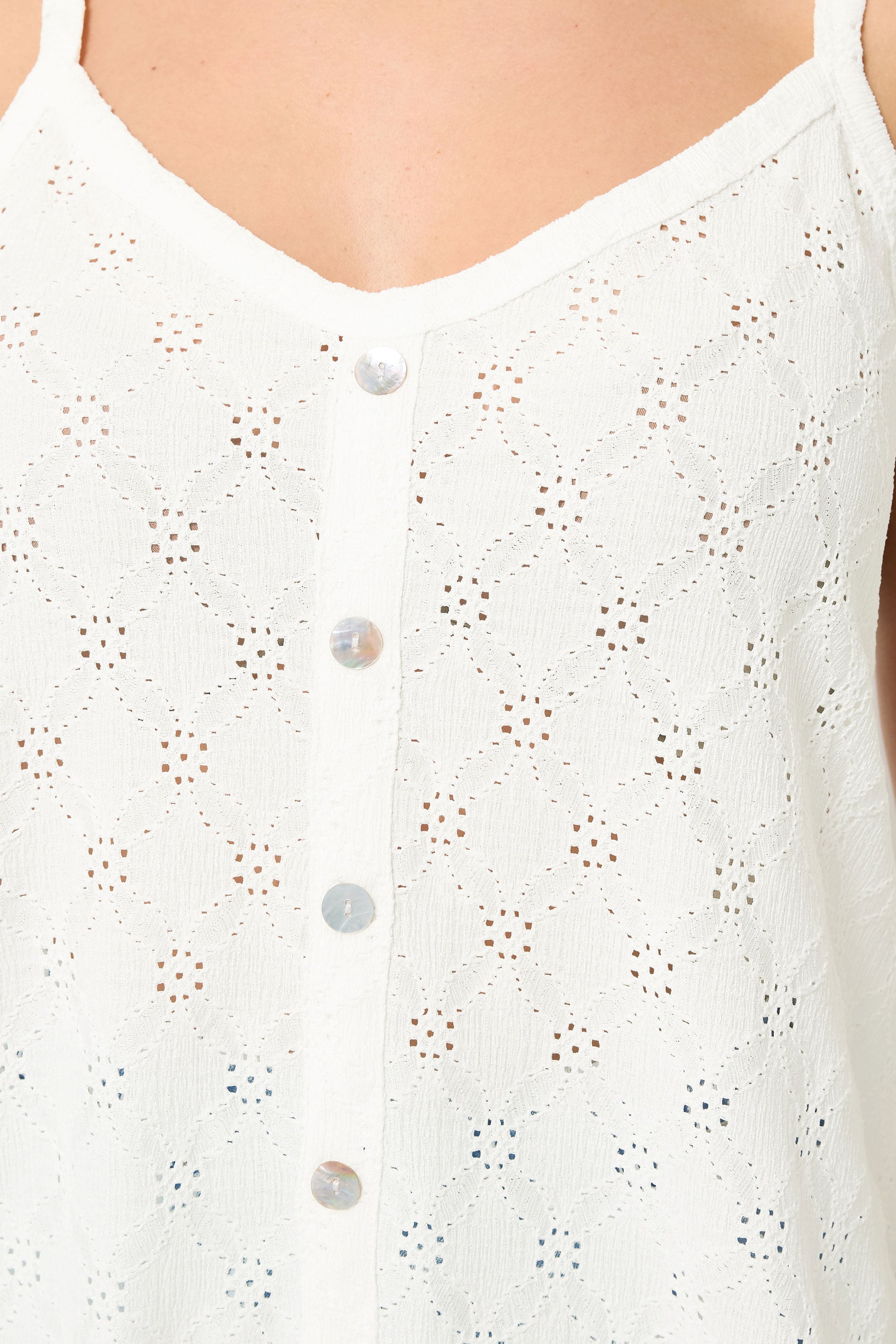 YOURS Plus Size White Broderie Anglaise Vest Top | Yours Clothing 4