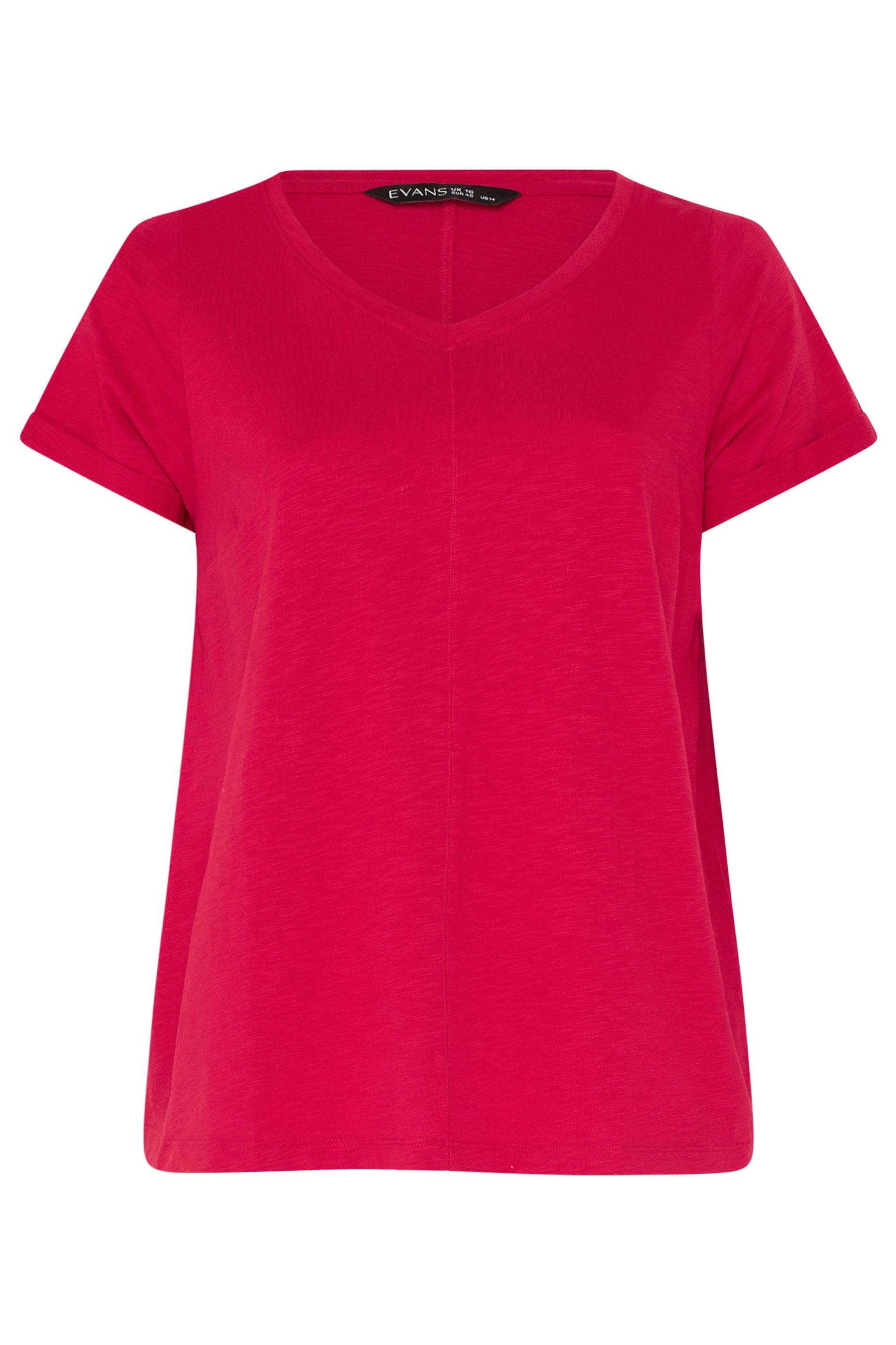 EVANS Plus Size Red Premium Cotton T-Shirt | Evans 5