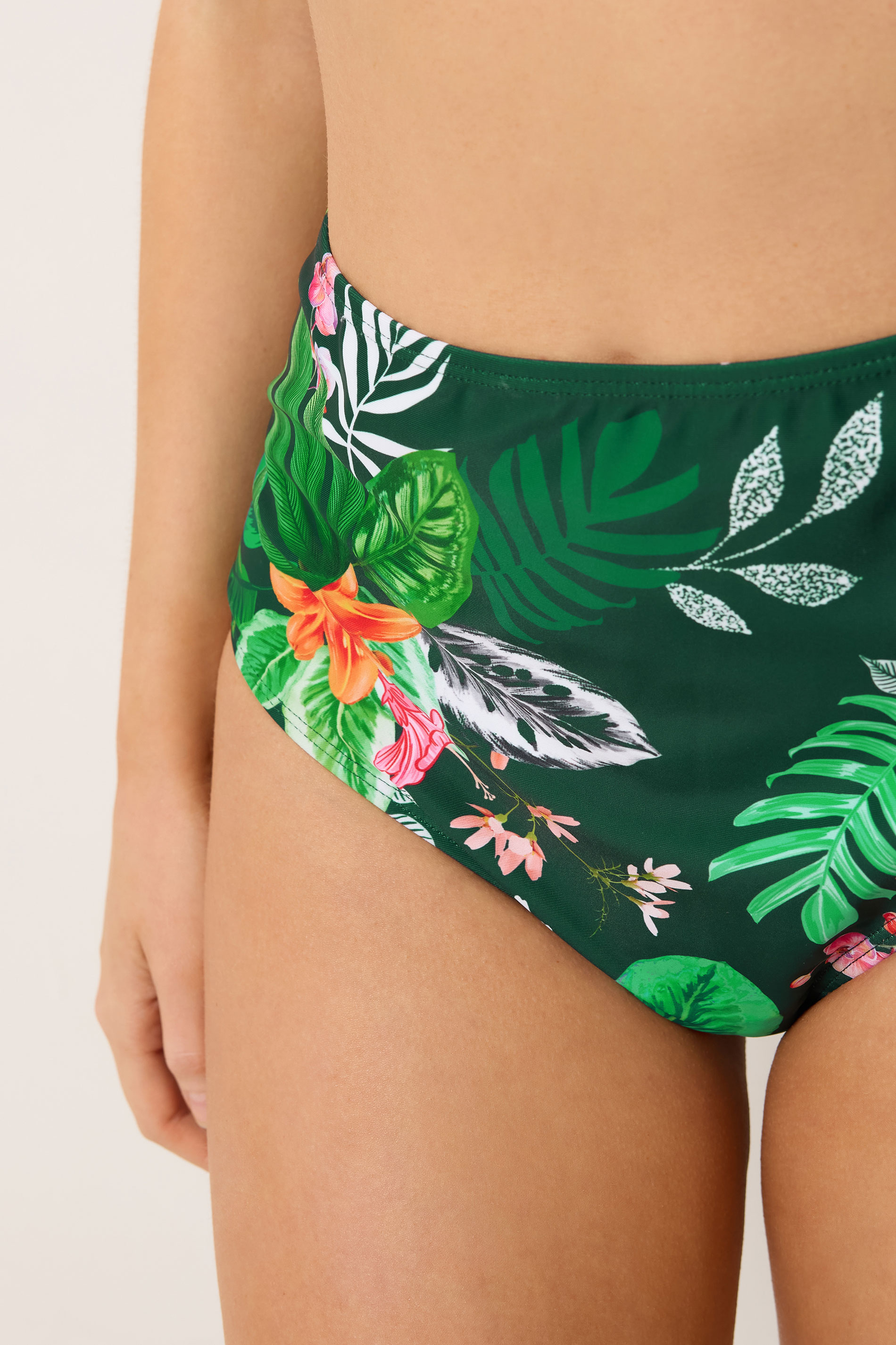M&Co Green Tropical Print High Waisted Bikini Briefs  5
