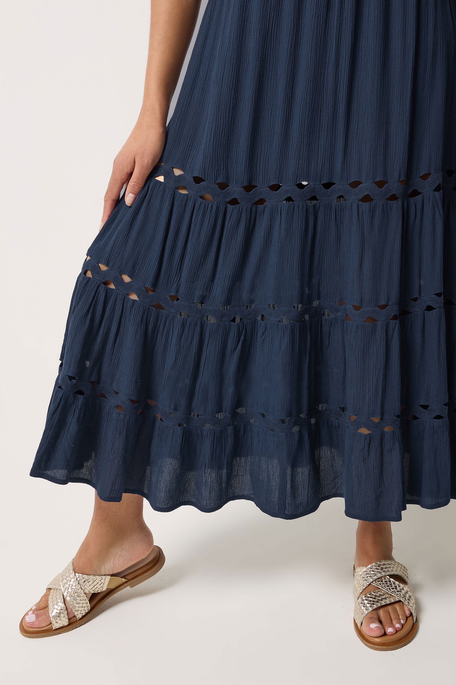 M&Co Navy Blue Sleeveless Tiered Maxi Dress | M&Co 4