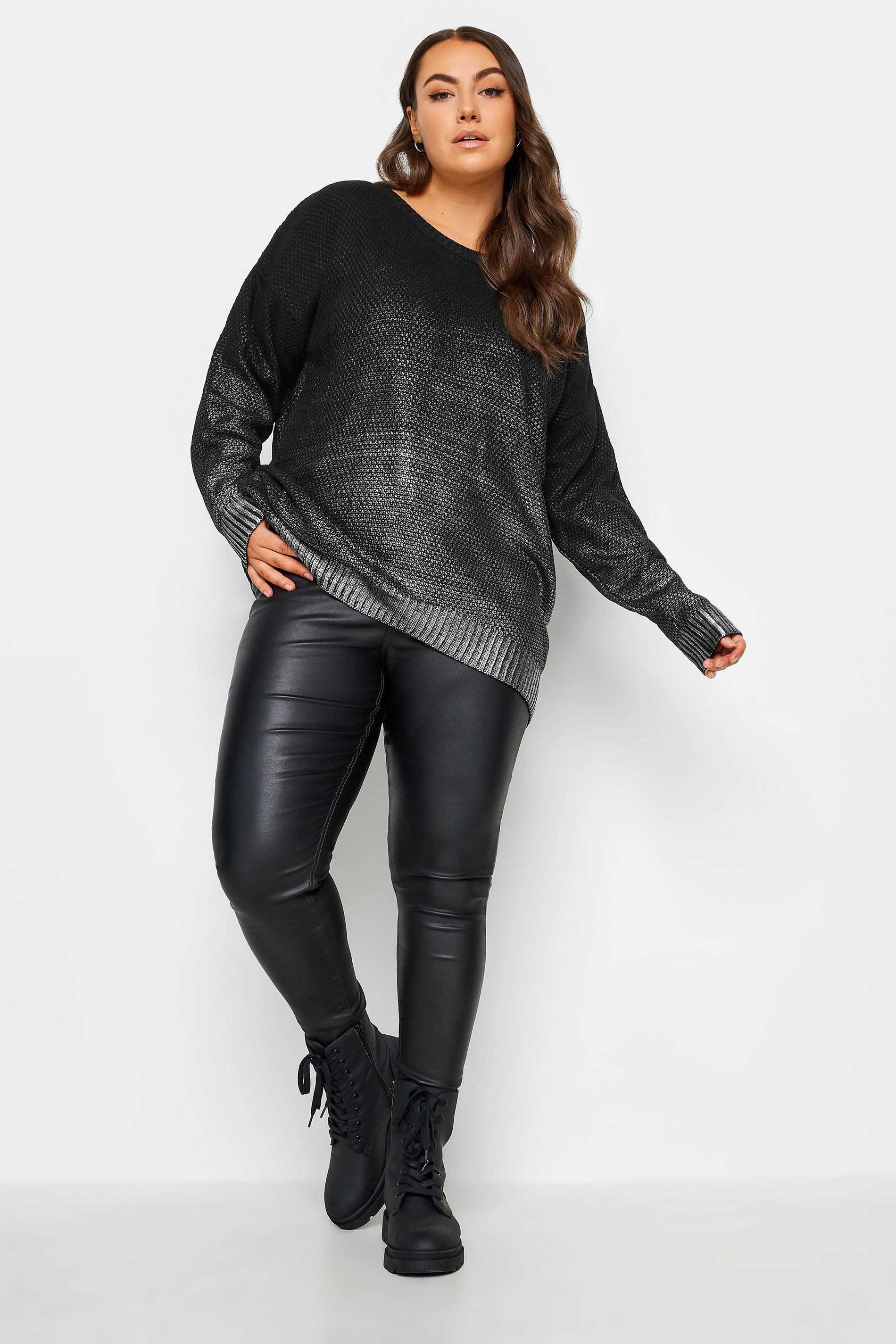 YOURS Plus Size Black Foil Printed Jumper | Yours Clothing 3