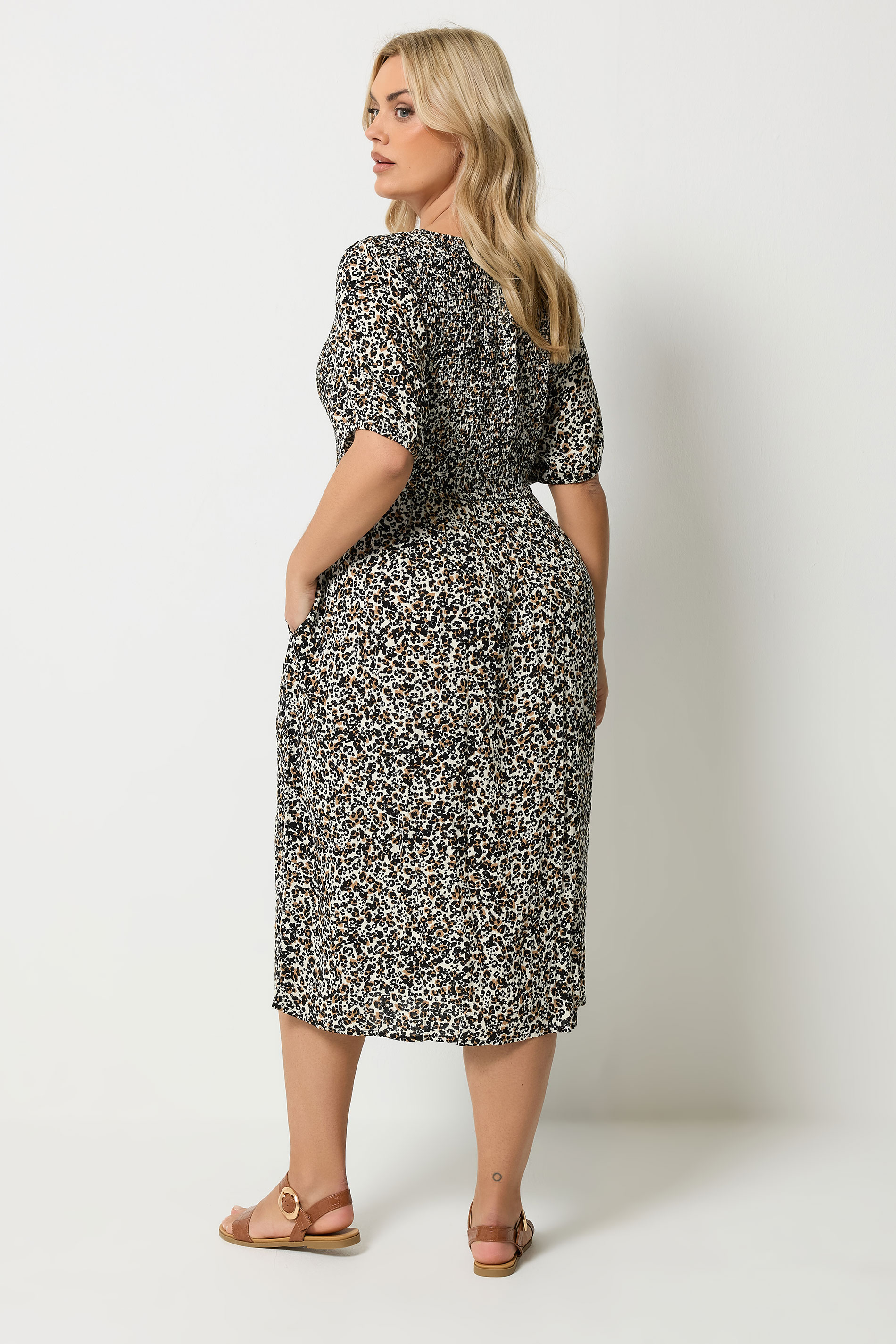 YOURS Plus Size Brown Leopard Midi Dress | Yours Clothing 2