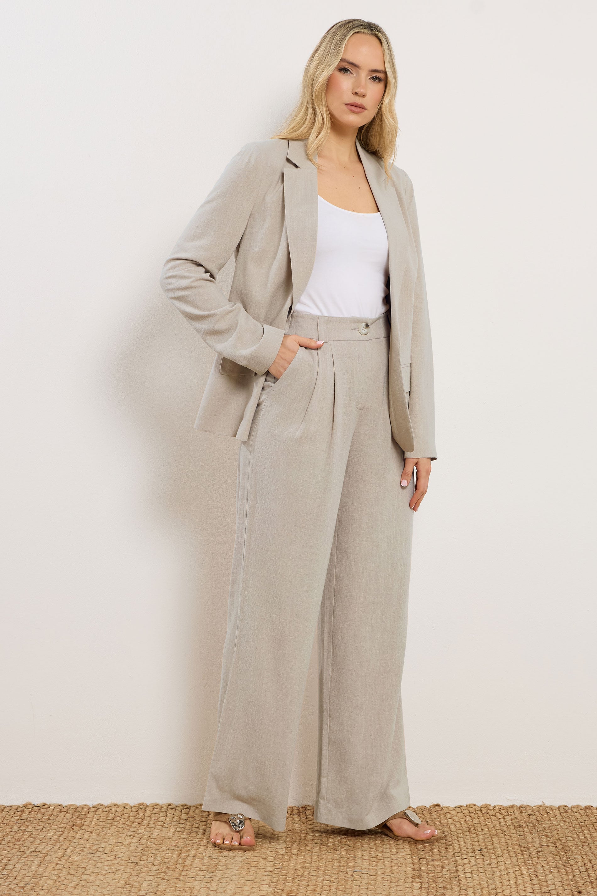 LTS Tall Women's Natural Brown Linen Blazer | Long Tall Sally 4