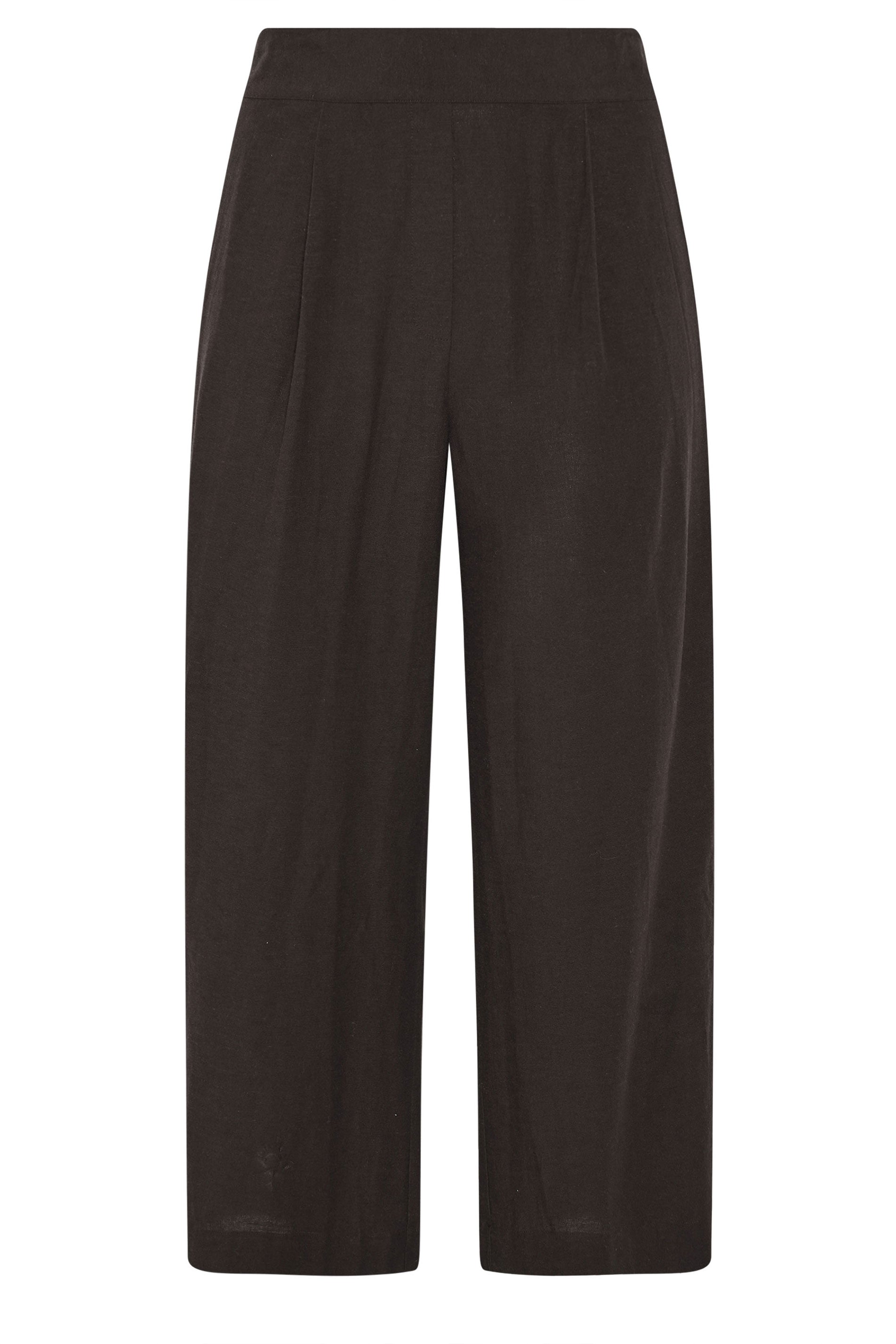EVANS Plus Size Chocolate Brown Tailored Linen Trousers | Evans 7