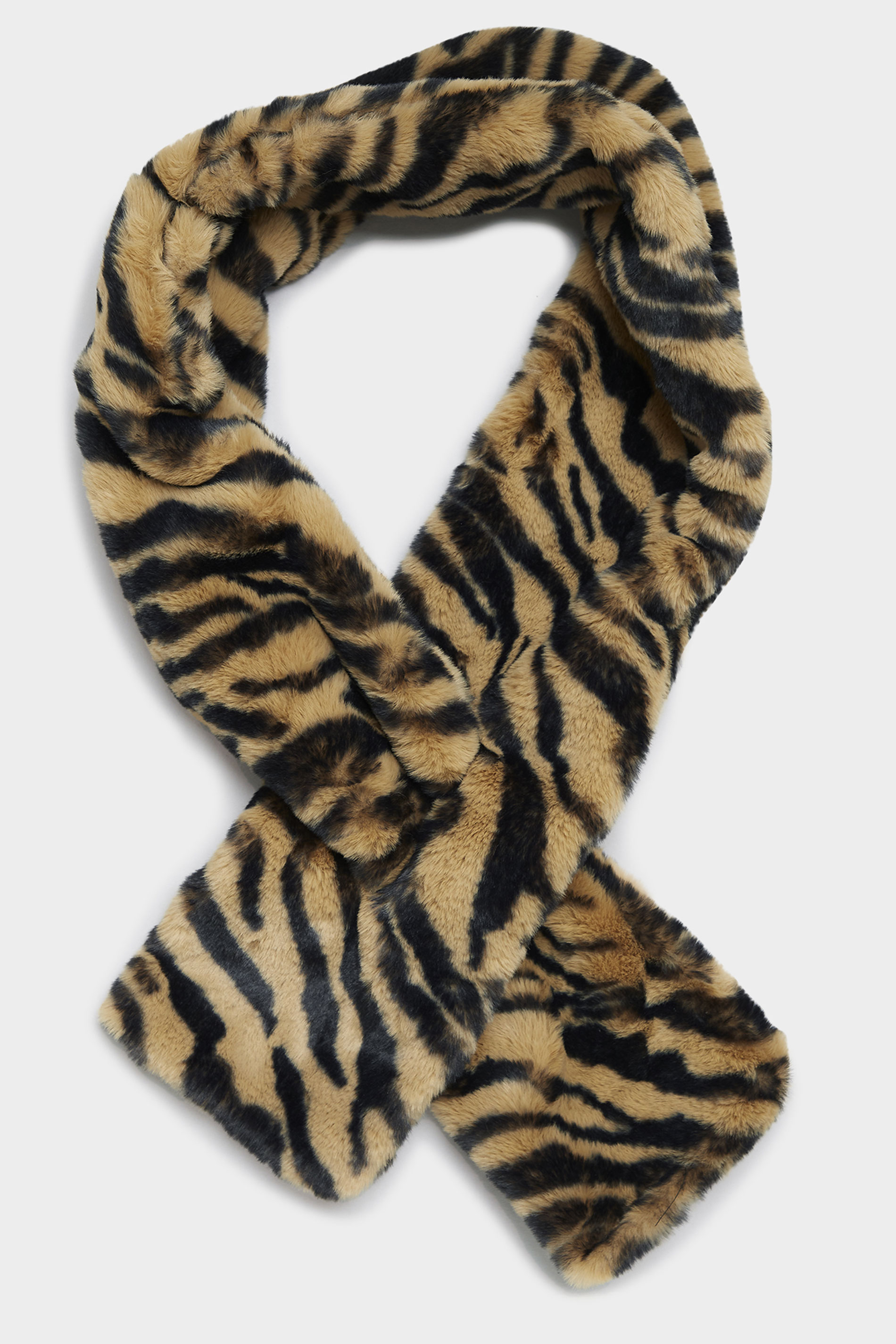 Brown Animal Print Faux Fur Scarf | Yours Clothing 2