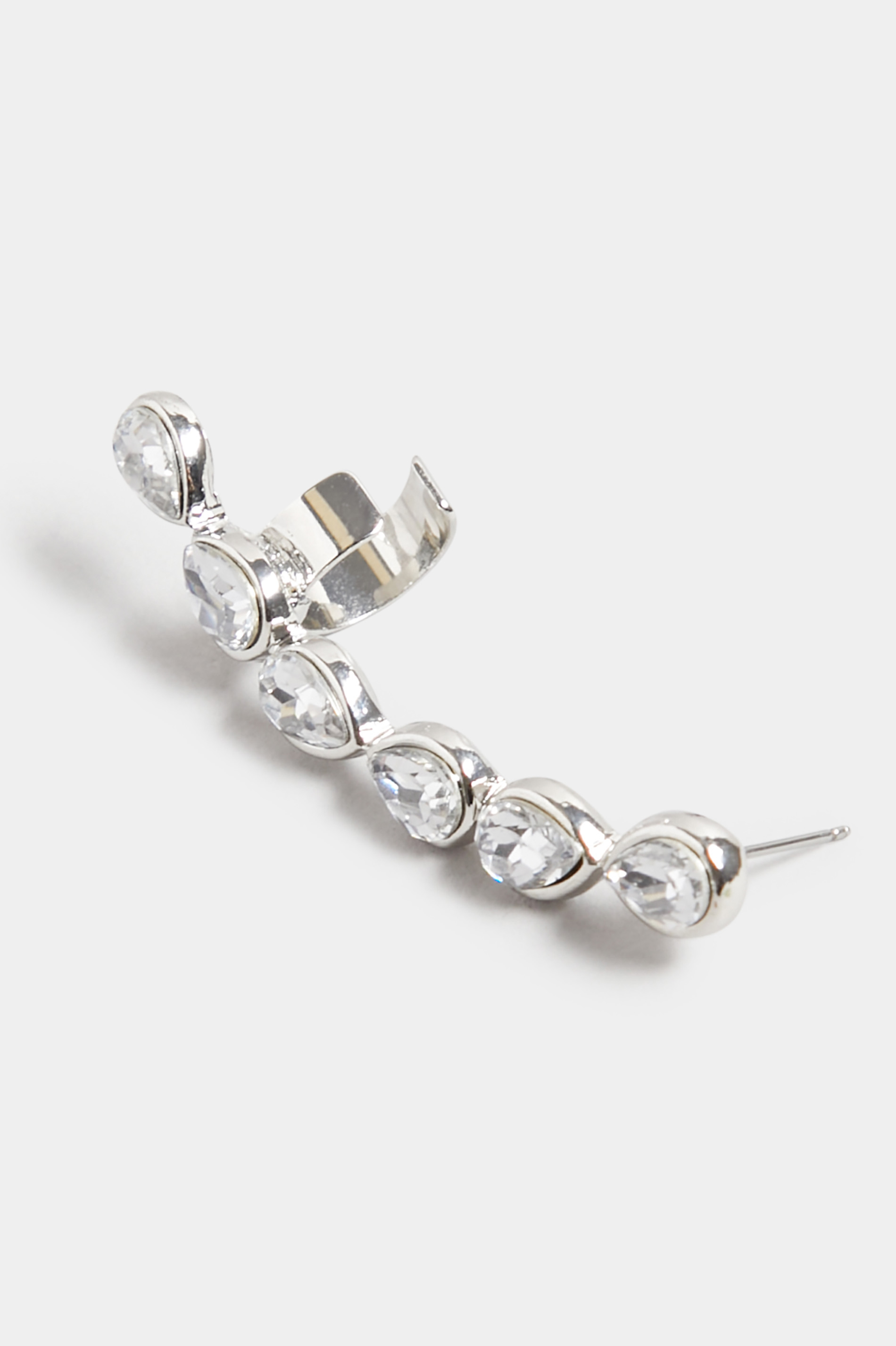 Silver Diamante Ear Cuff Earring | Yours Clothing 3