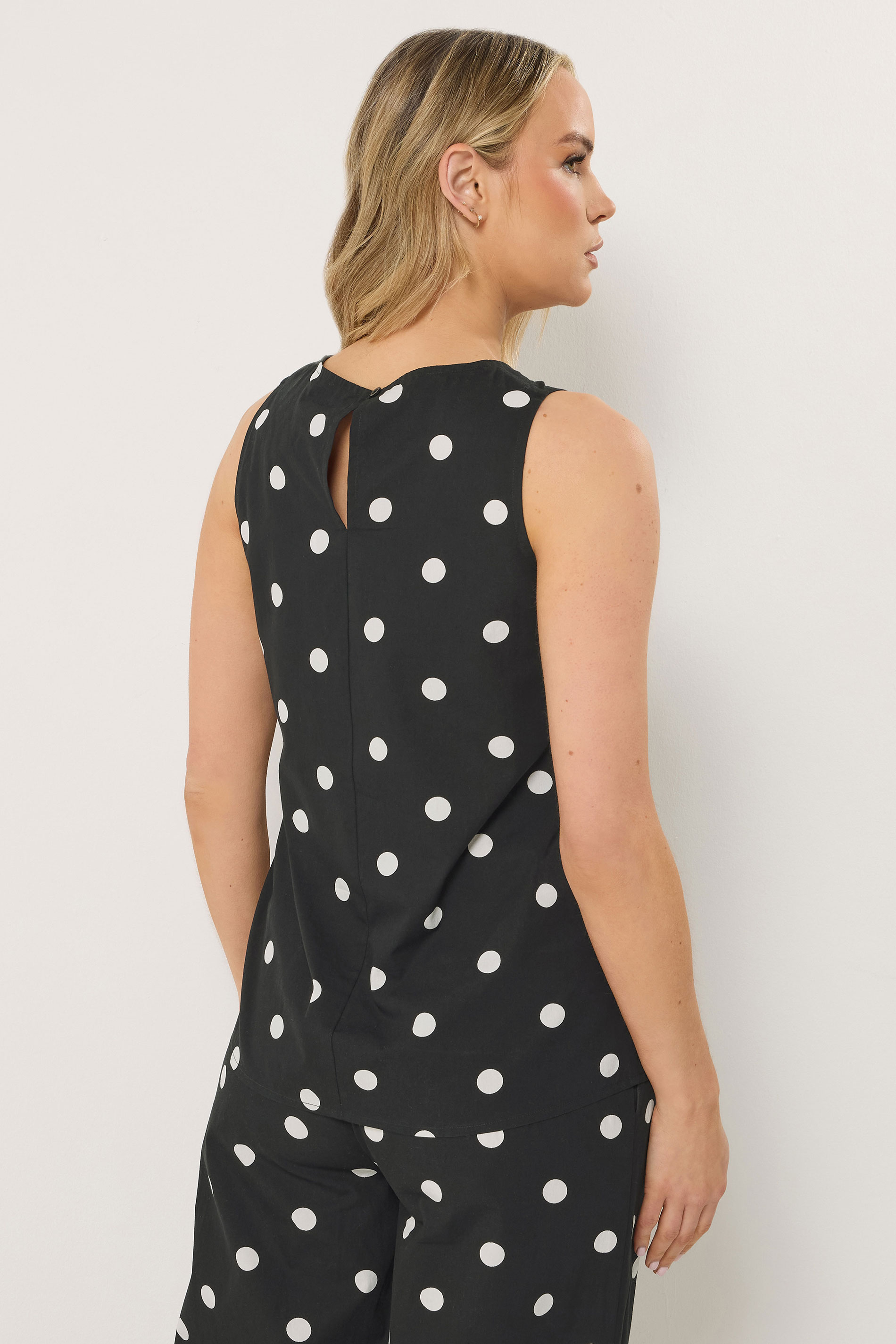 LTS Tall Women's Set Black Polka Dot Print Vest Top & Trousers | Long Tall Sally 2