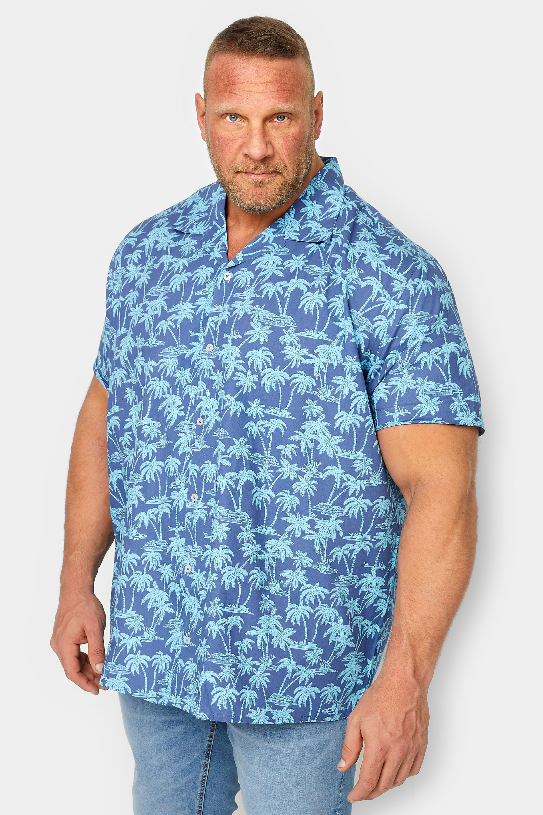 BadRhino Big & Tall Blue Palm Print Shirt | BadRhino 1