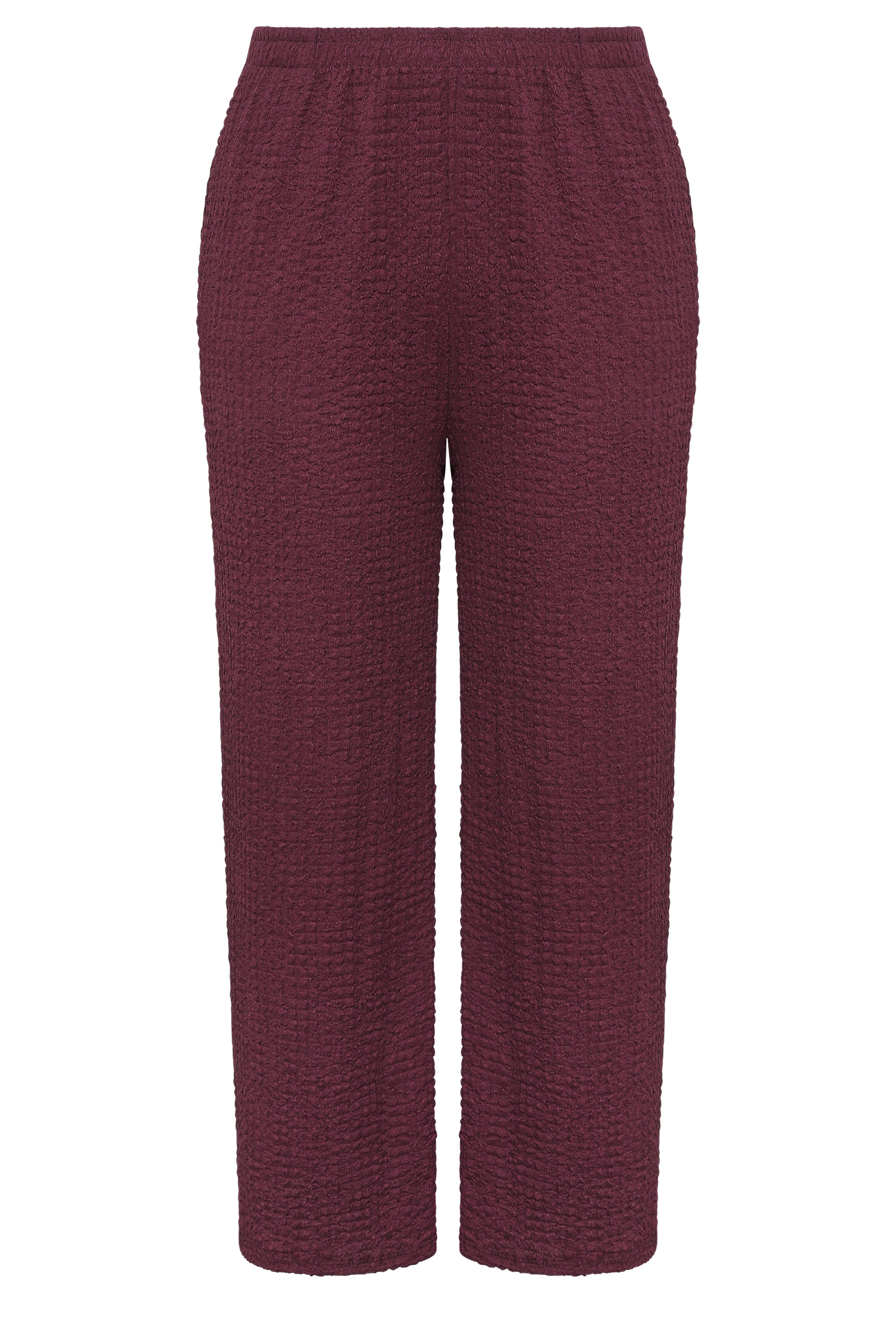 YOURS Plus Size Burgundy Red Bubble Textured Trousers | Yours Clothing 5